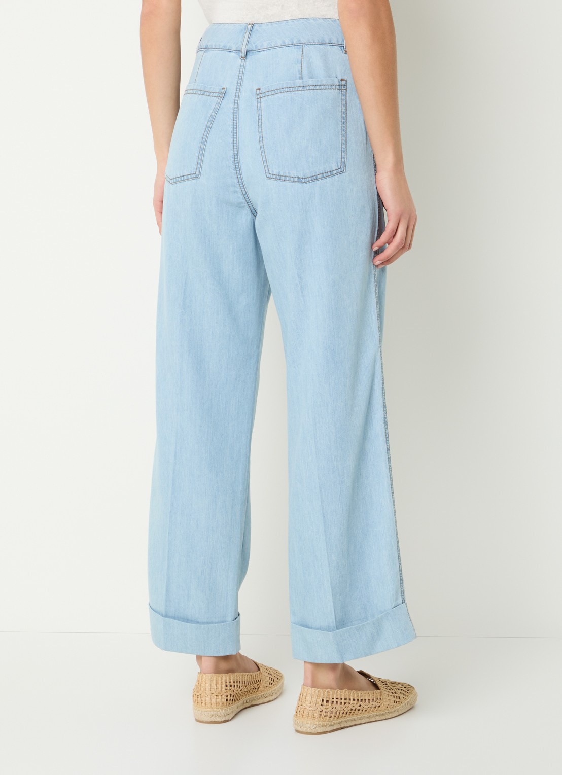 Pennyblack High waist straight leg jeans in linnenblend met lichte wassing - achterkant 3 indigo