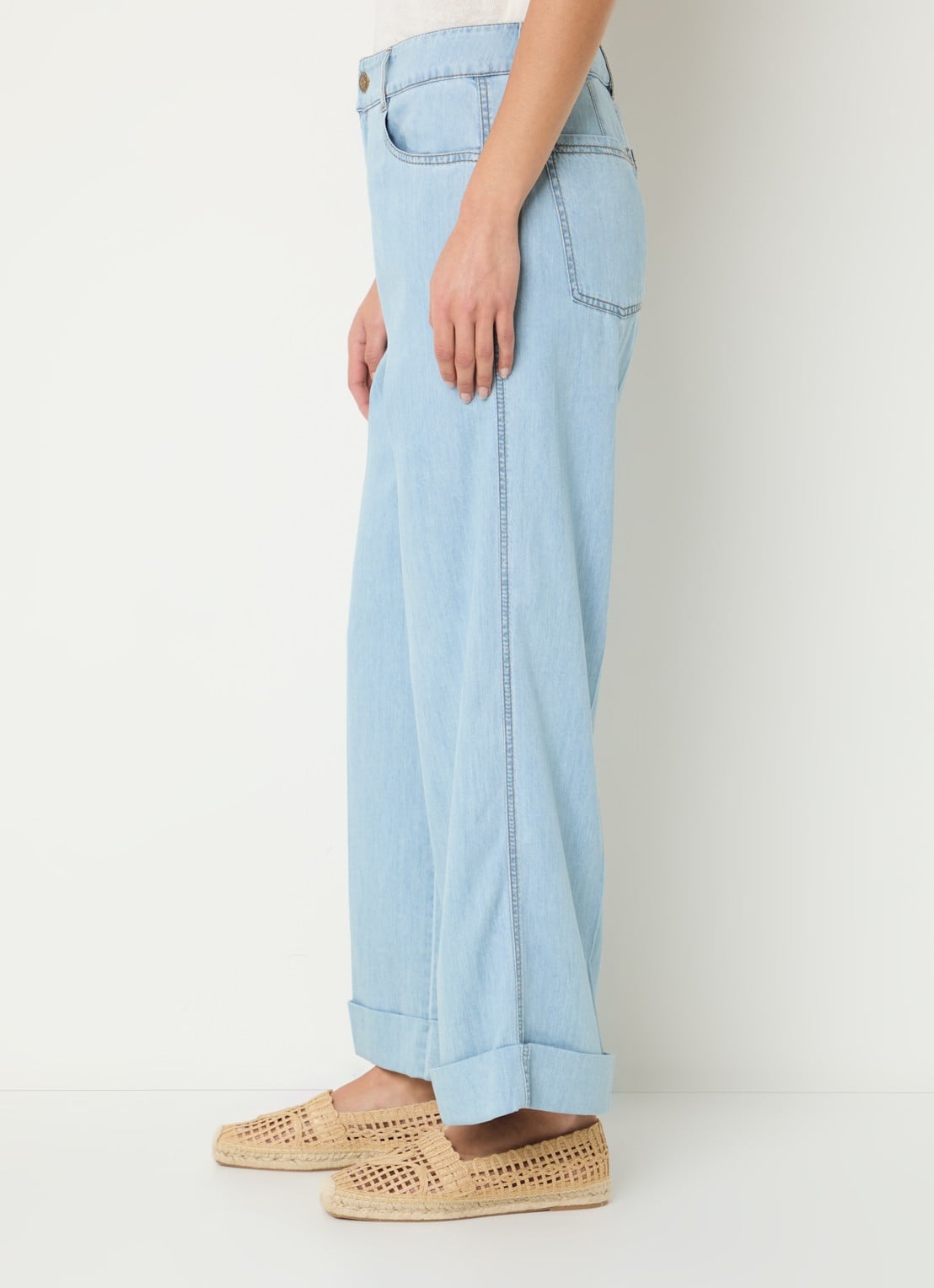 Pennyblack High waist straight leg jeans in linnenblend met lichte wassing - detail 2 indigo