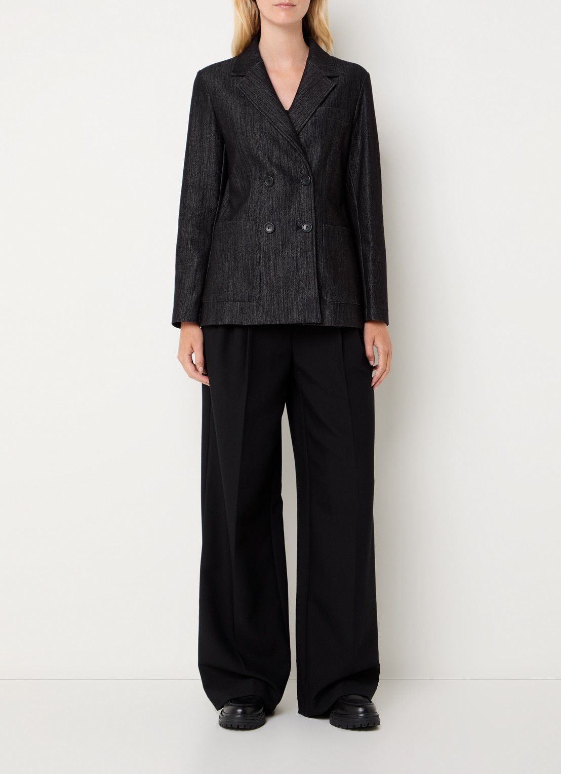Pennyblack Iliade double-breasted blazer met opgestikte zakken - voorkant 4 zwart