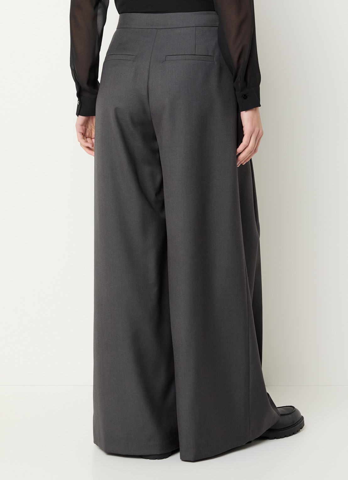 Pennyblack Ittita high waist wide fit pantalon met plooidetail - achterkant 3 donkergrijs
