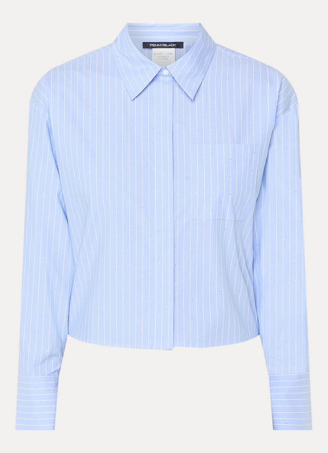 Pennyblack Kirie blouse met streepprint en strass - voorkant blauw