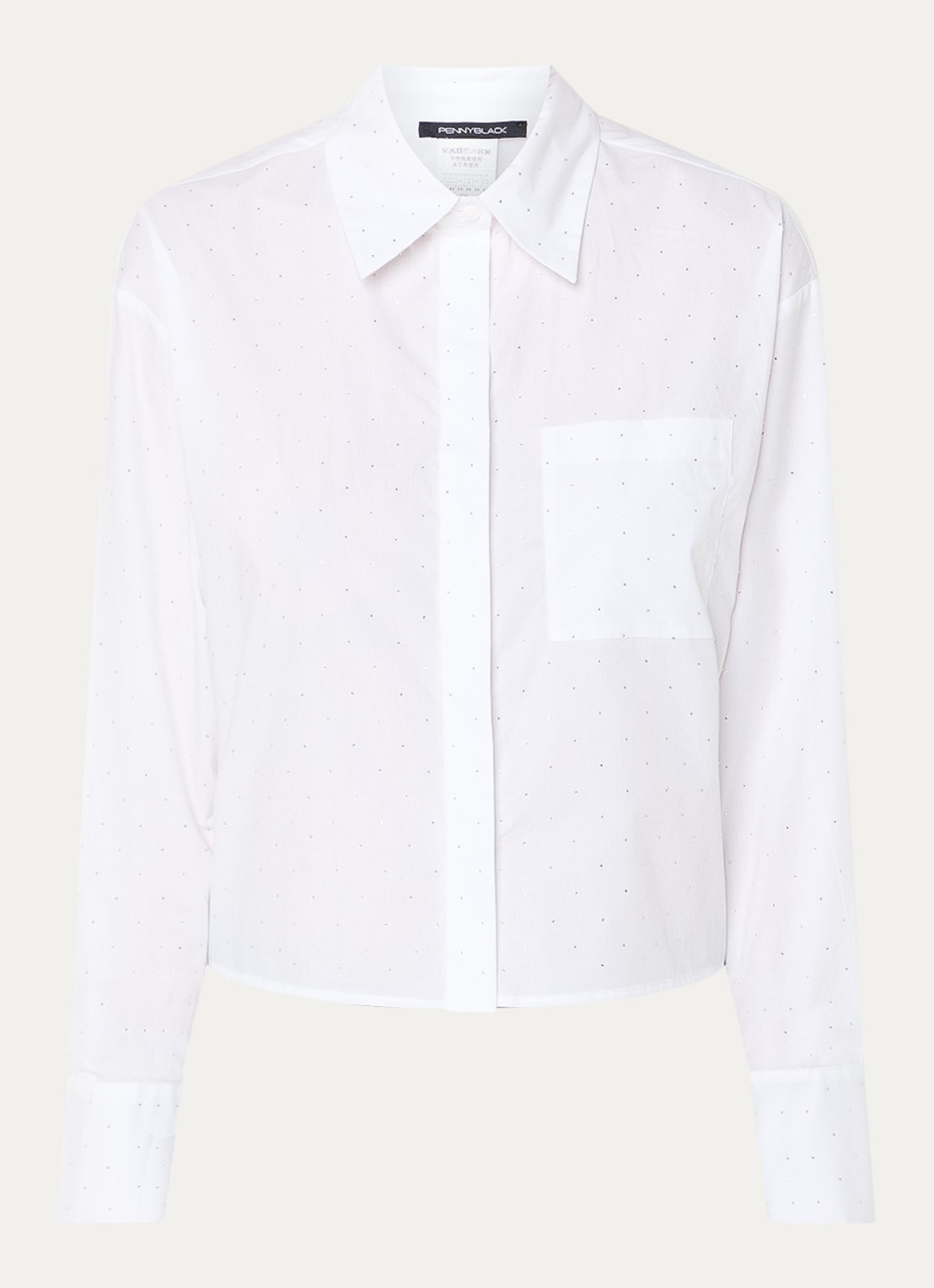 Pennyblack Kirie blouse met streepprint en strass - voorkant 3 wit