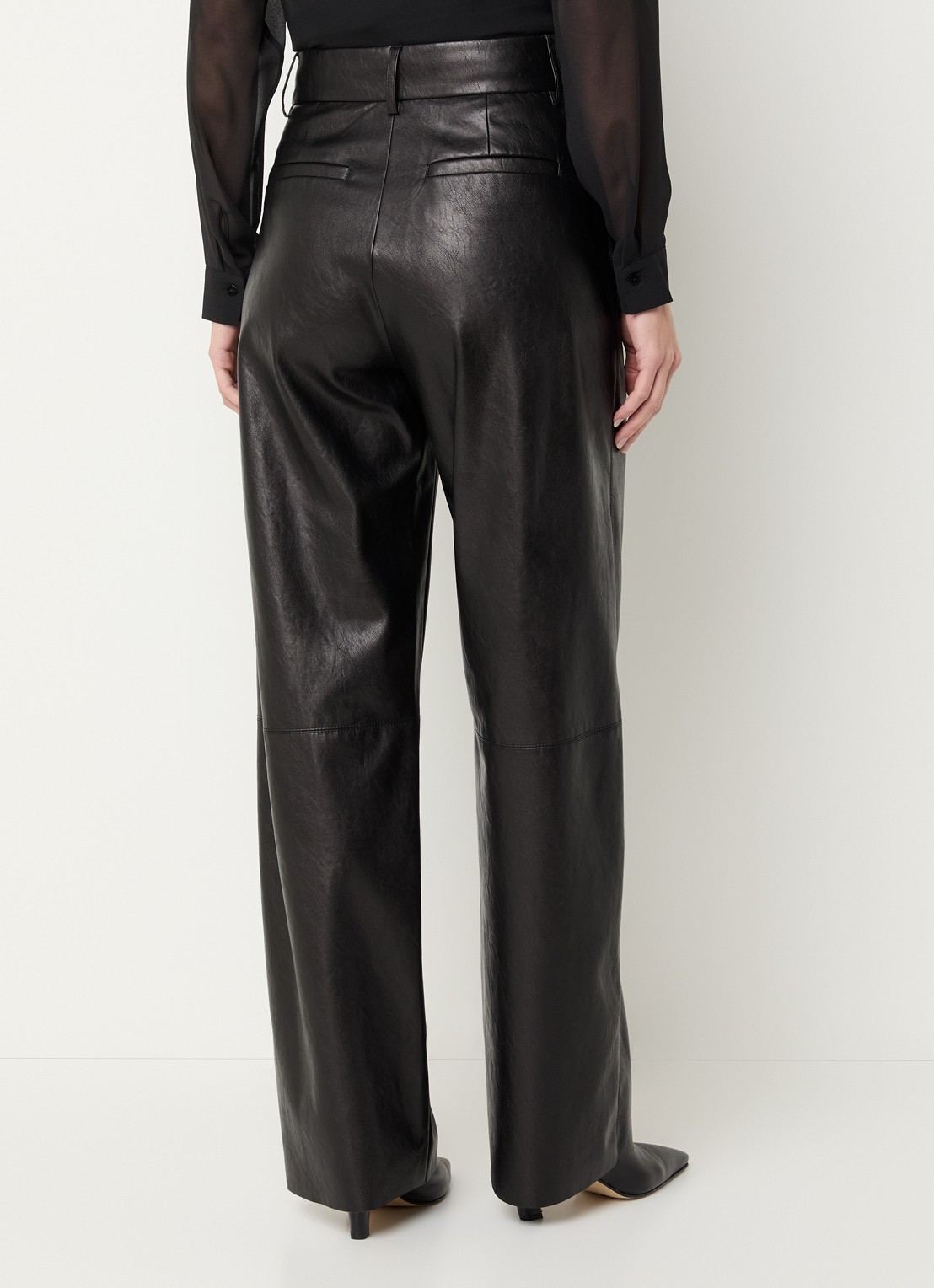 Pennyblack Lord high waist wide fit pantalon van imitatieleer - achterkant 3 zwart