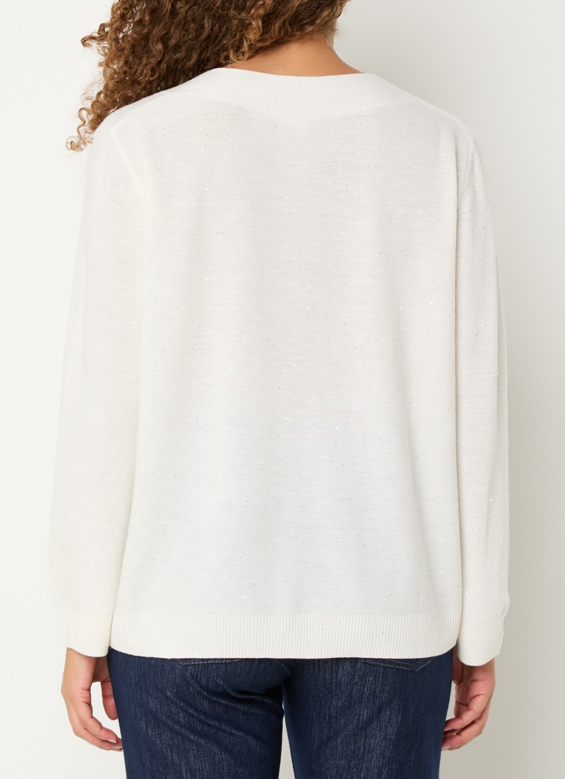 Pennyblack Macchia fijngebreide pullover in wolblend met pailletten  - achterkant 2 gebroken wit