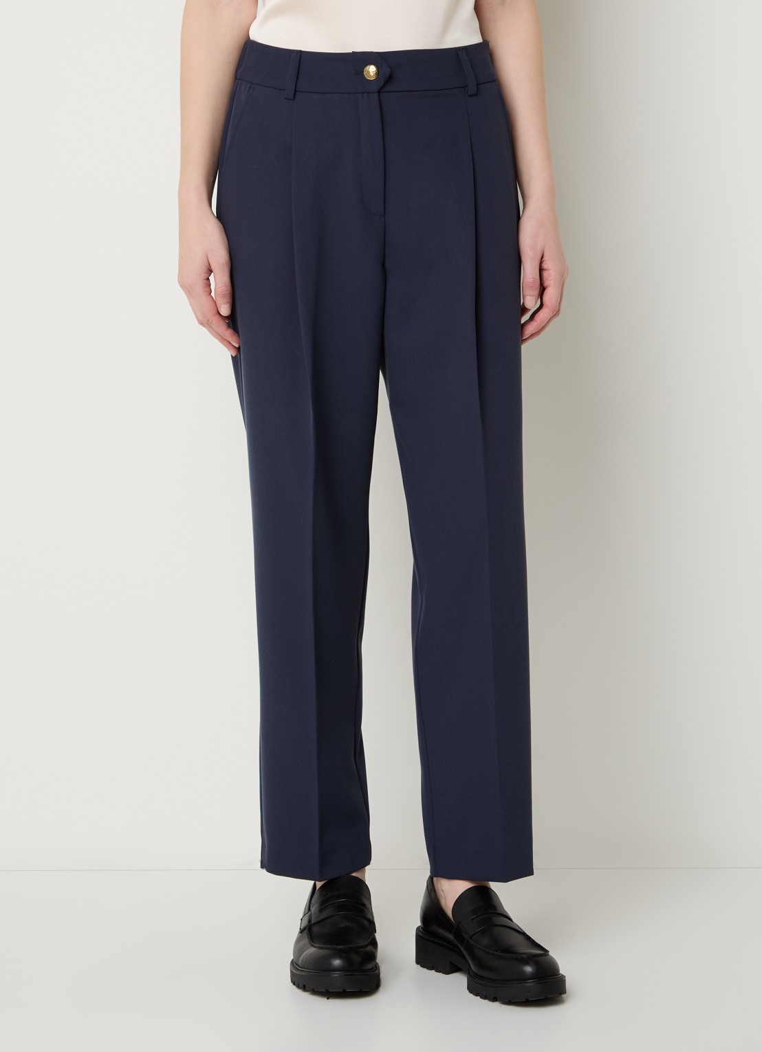 Pennyblack Madia high waist straight fit pantalon met steekzakken - detail 4 royalblauw
