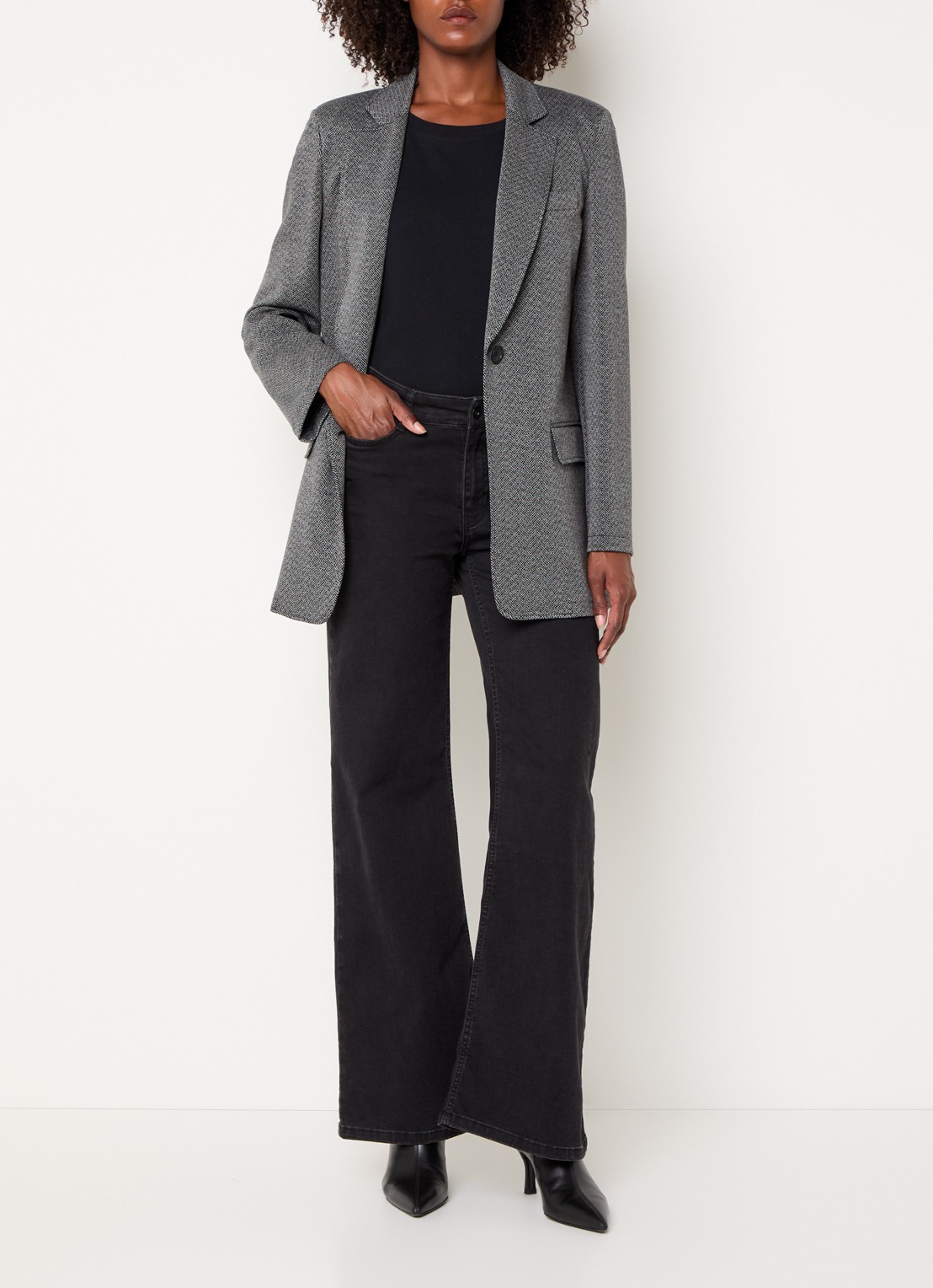 Pennyblack Mania gemêleerde blazer met schoudervulling - voorkant 2 grijsmele