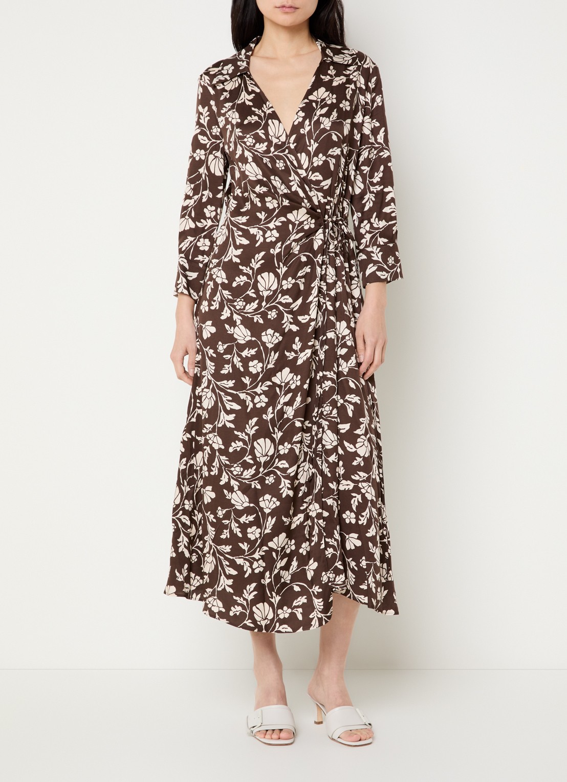 Pennyblack  Midi jurk met bloemenprint - detail bruin