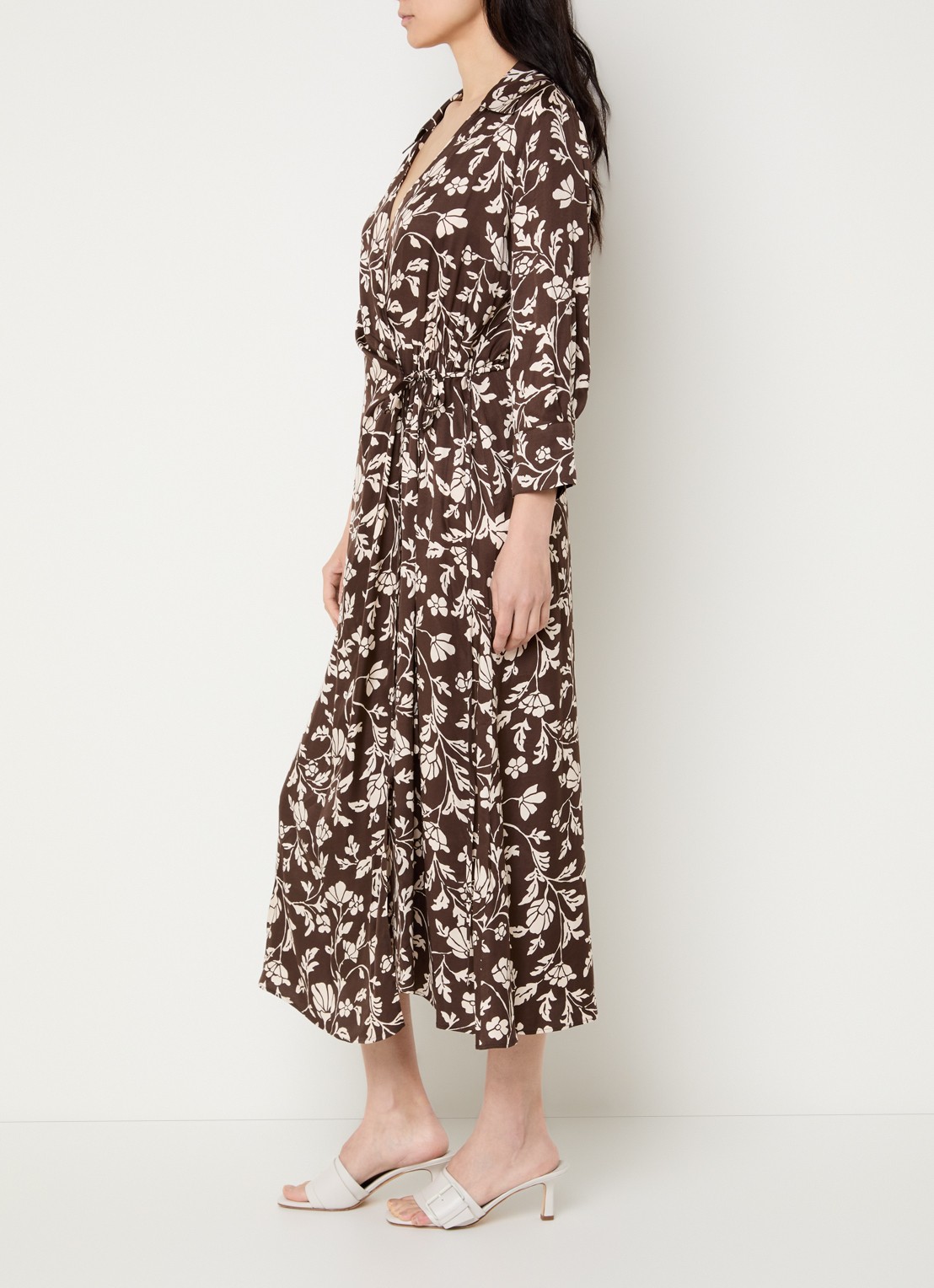 Pennyblack  Midi jurk met bloemenprint - voorkant 4 bruin