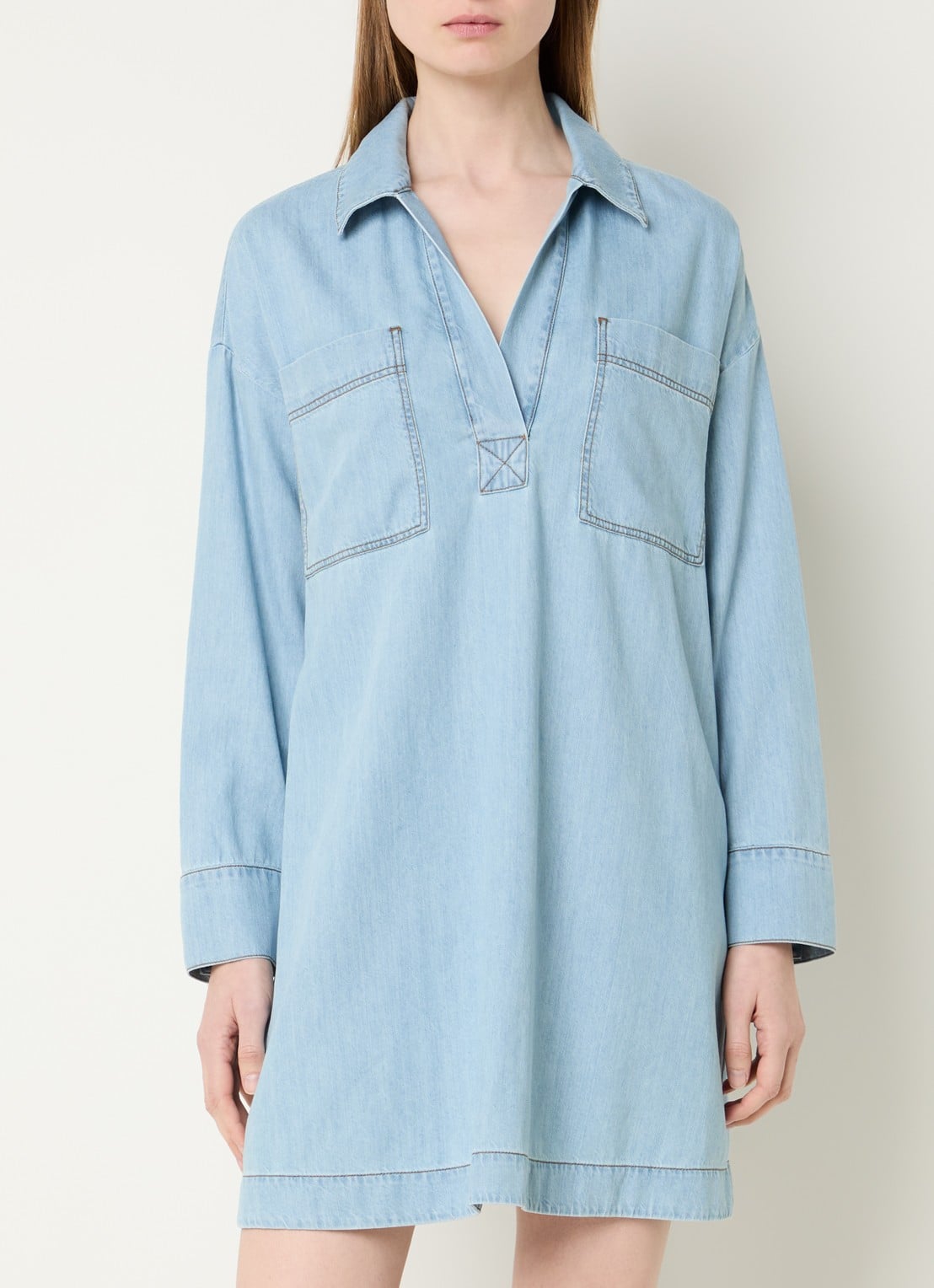 Pennyblack Midi jurk van denim - detail lichtblauw