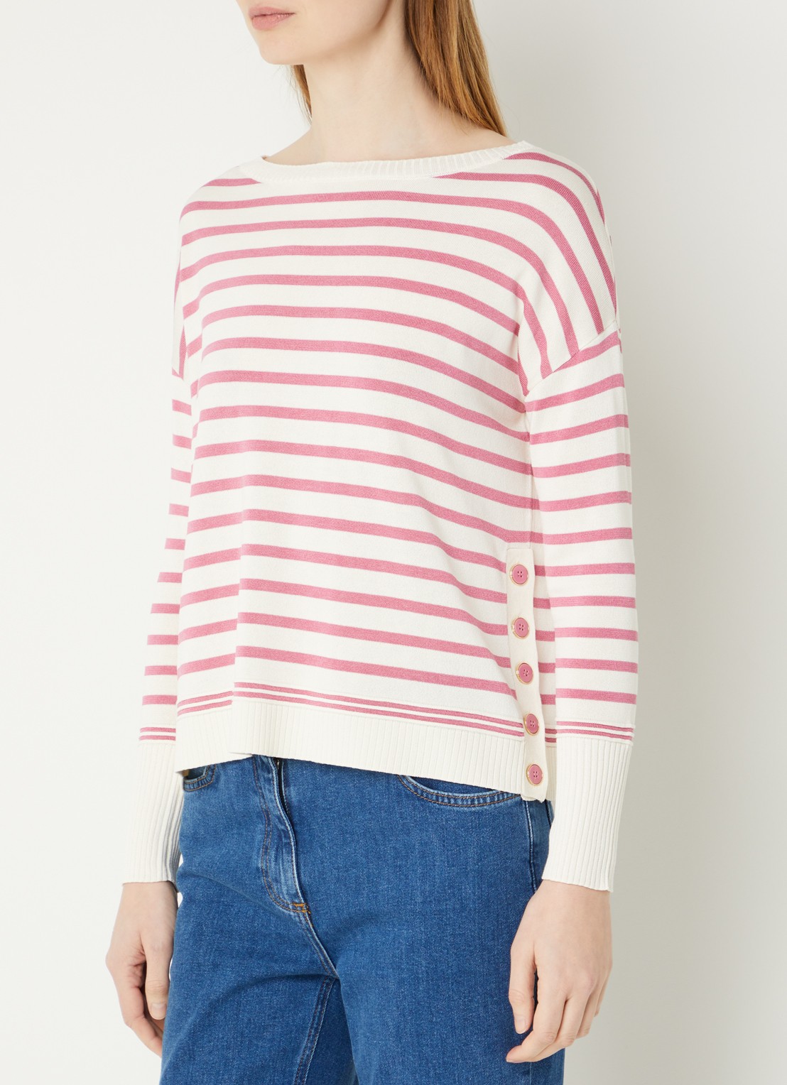 Pennyblack Pavidi fijngebreide trui in zijdeblend met boothals - detail 4 roze