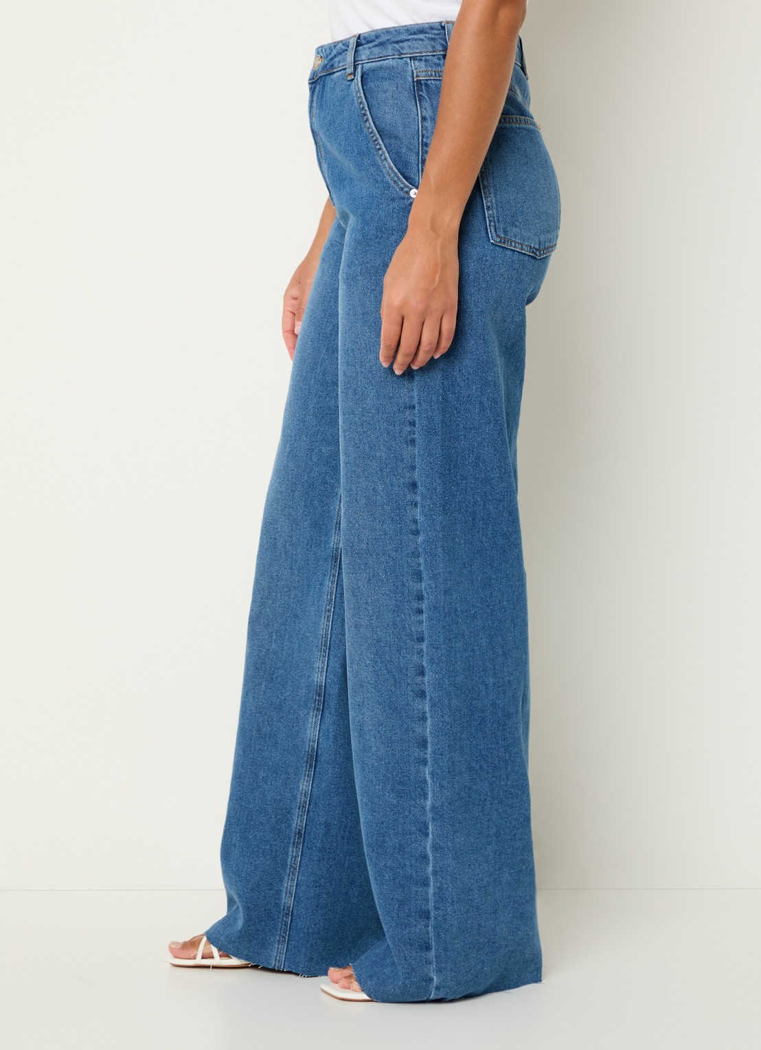 Pennyblack Puddle high waist wide leg jeans met medium wassing - detail 5 indigo
