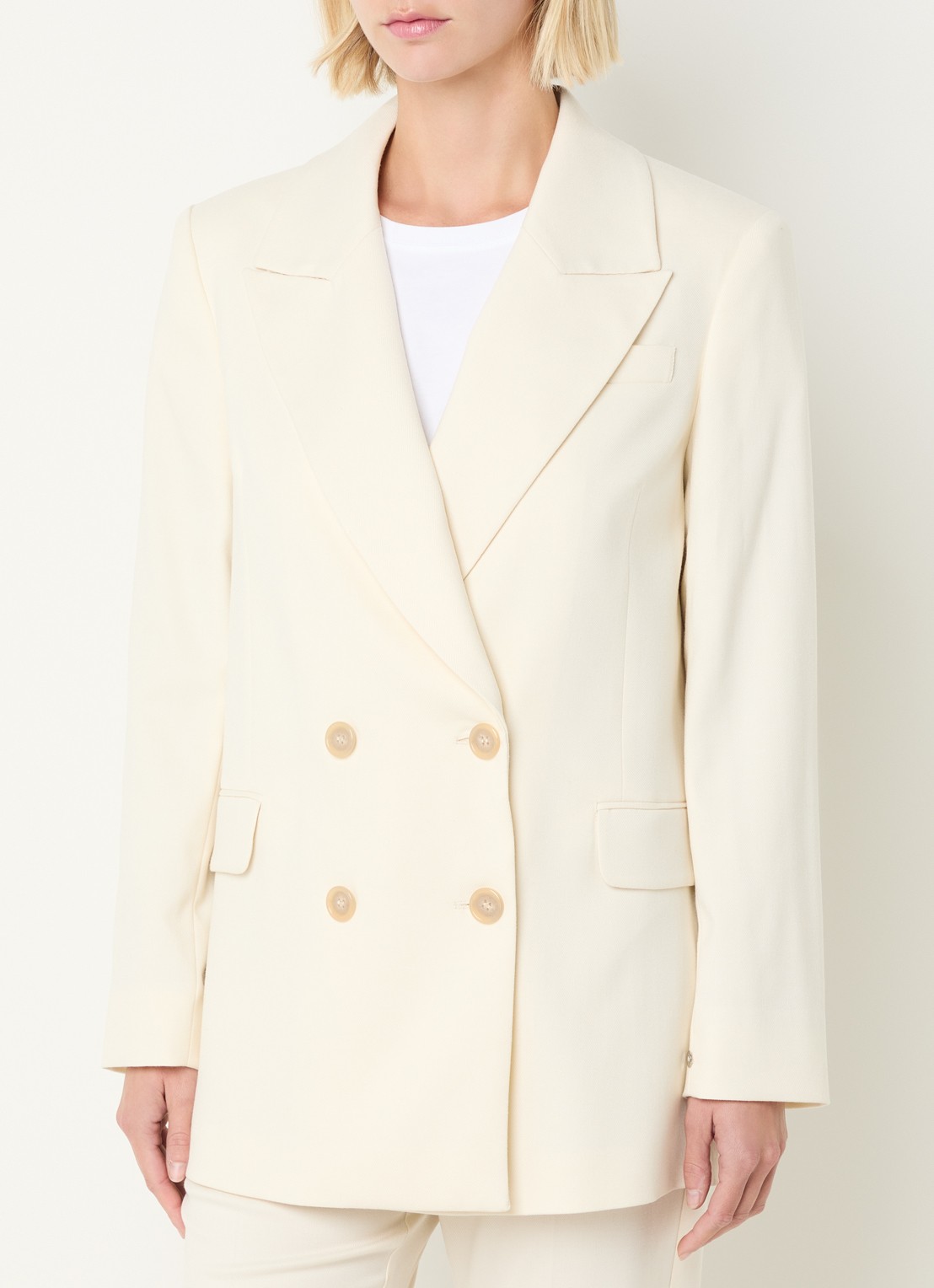 Pennyblack Raduno double-breasted blazer met klepzakken - detail gebroken wit