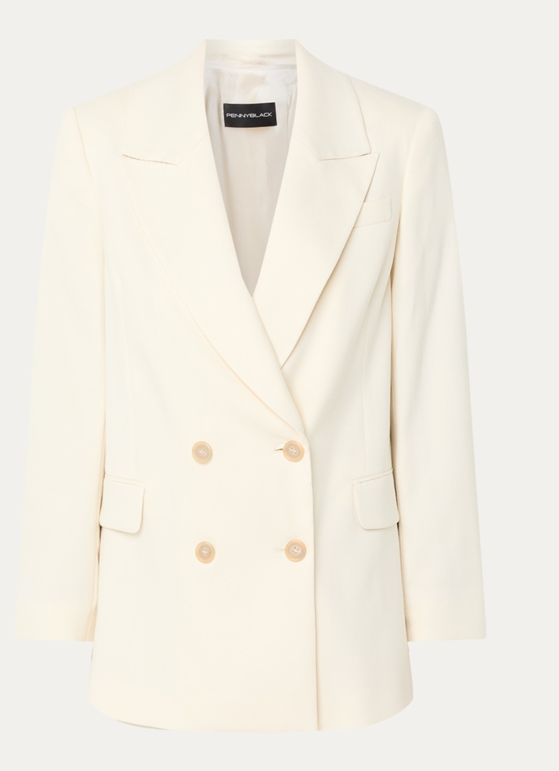Pennyblack Raduno double-breasted blazer met klepzakken - voorkant 2 gebroken wit