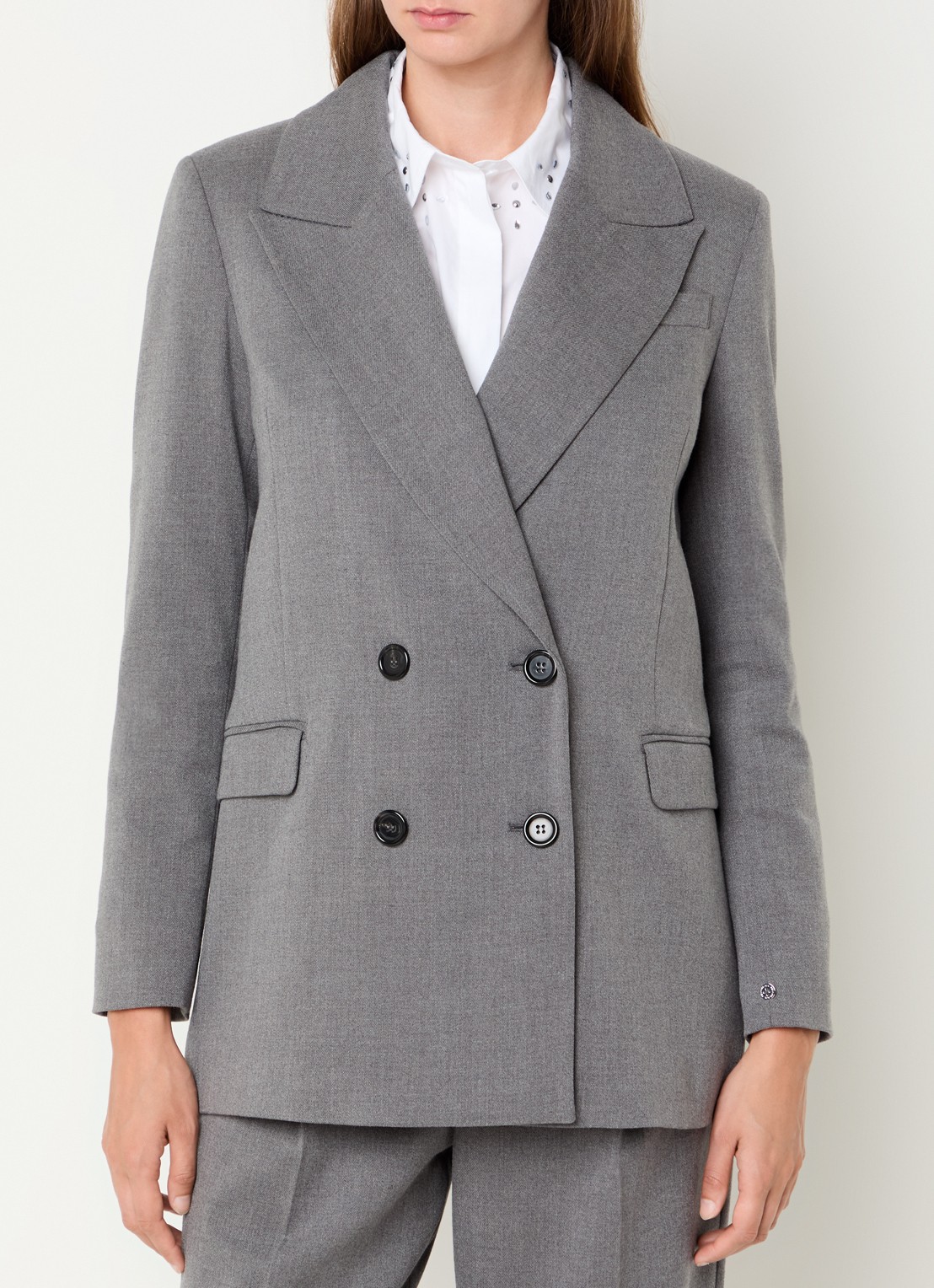 Pennyblack Raduno double-breasted blazer met klepzakken - detail 4 middengrijs