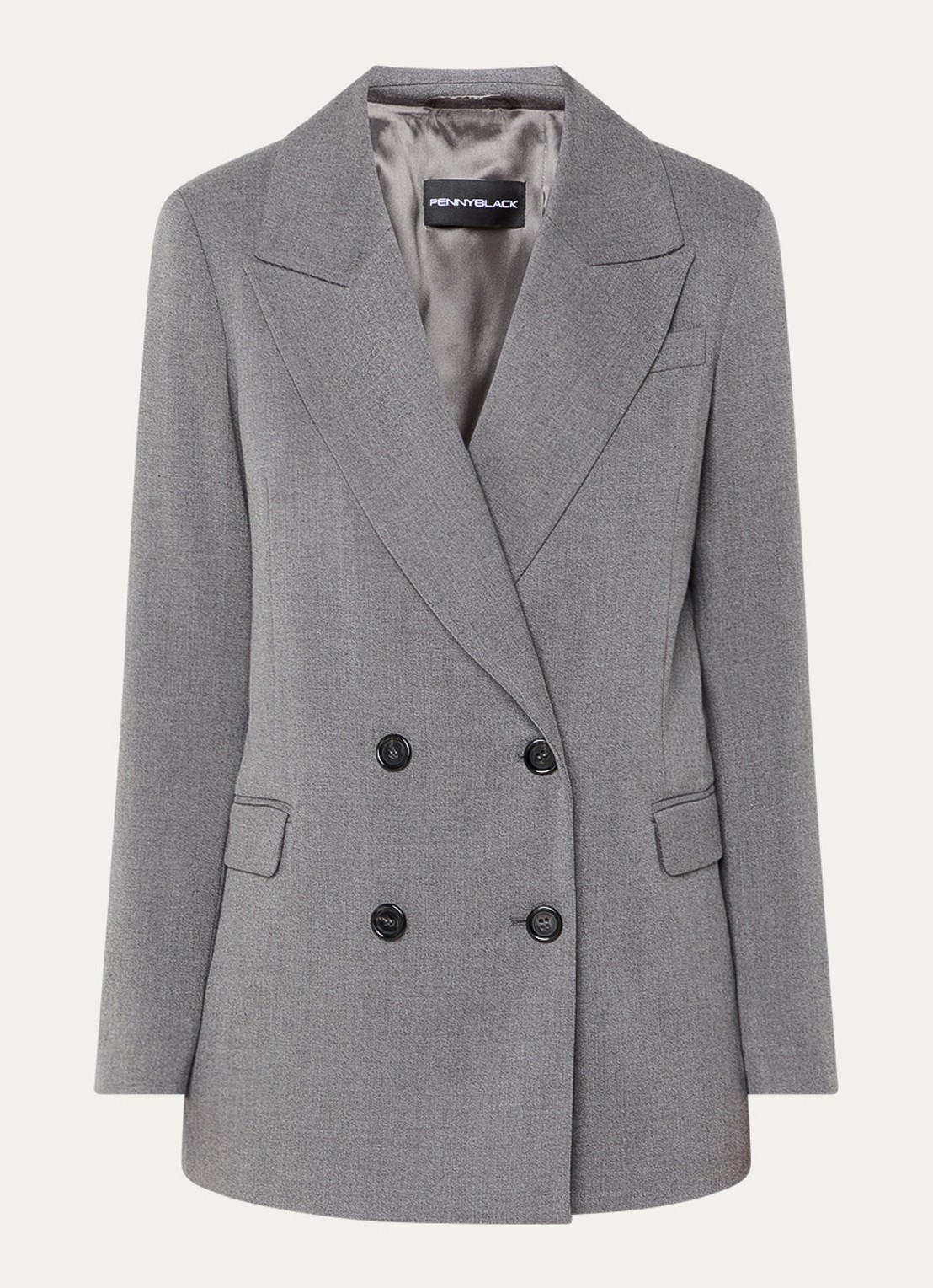 Pennyblack Raduno double-breasted blazer met klepzakken - voorkant middengrijs