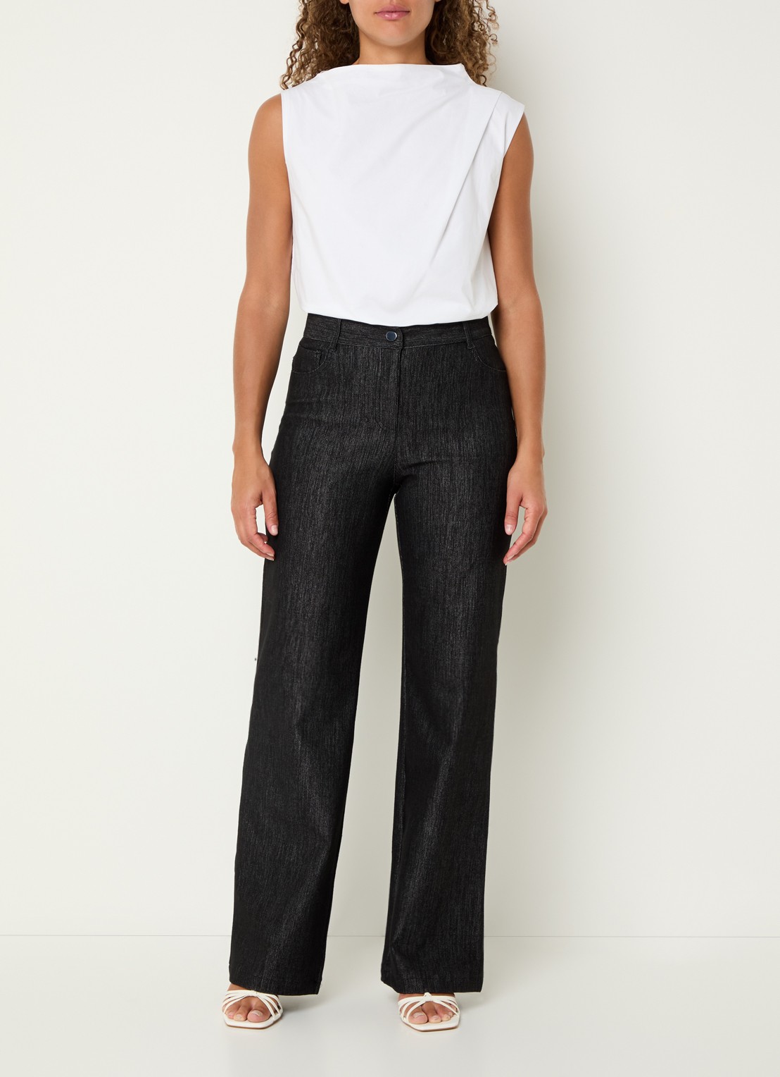 Pennyblack Ragtime high waist wide leg jeans met stretch - voorkant 5 zwart