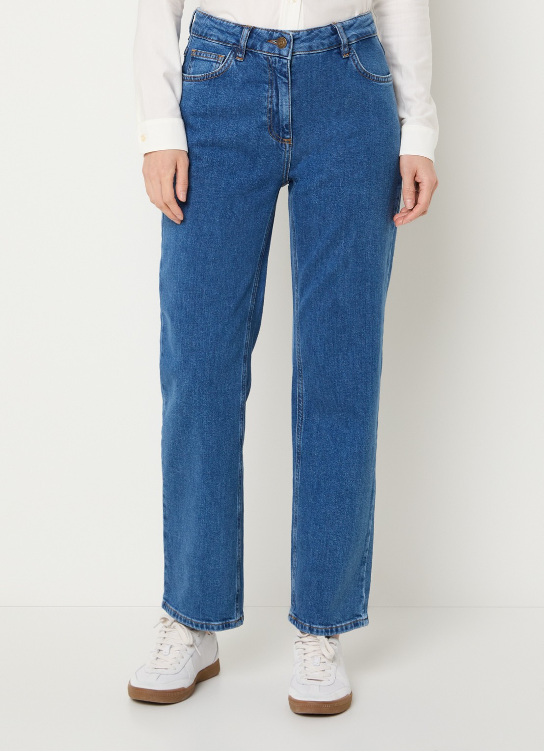 Pennyblack Regular high waist cropped slim fit jeans met medium wassing - detail 4 blauw