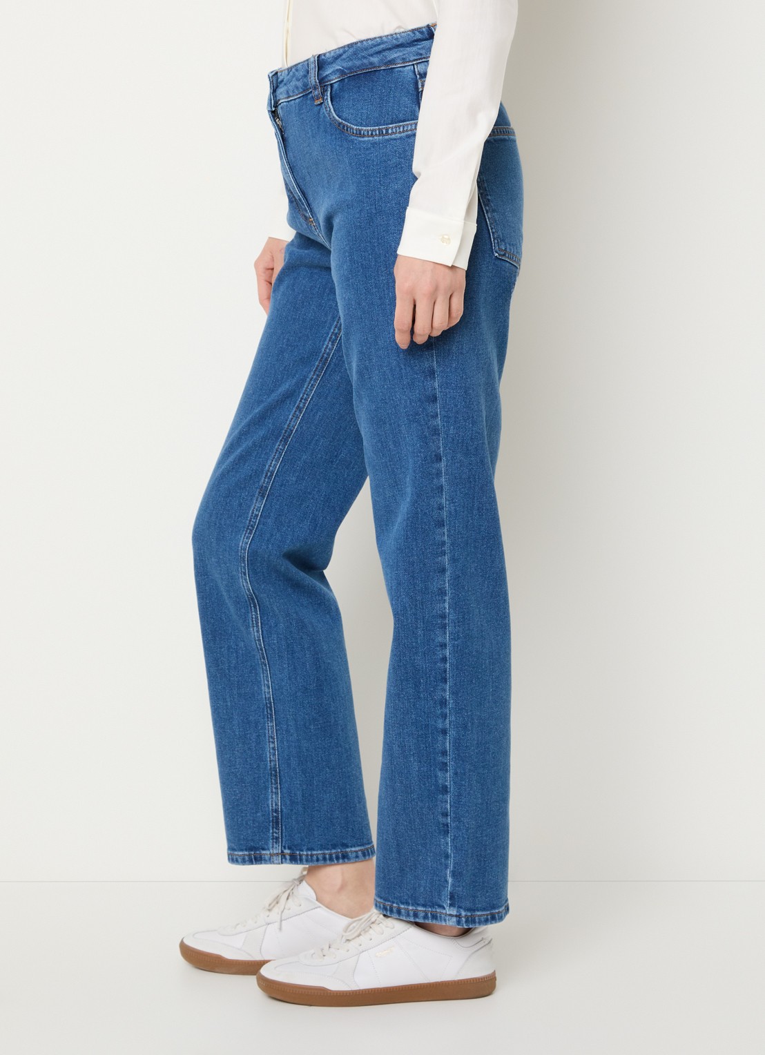 Pennyblack Regular high waist cropped slim fit jeans met medium wassing - detail 5 blauw