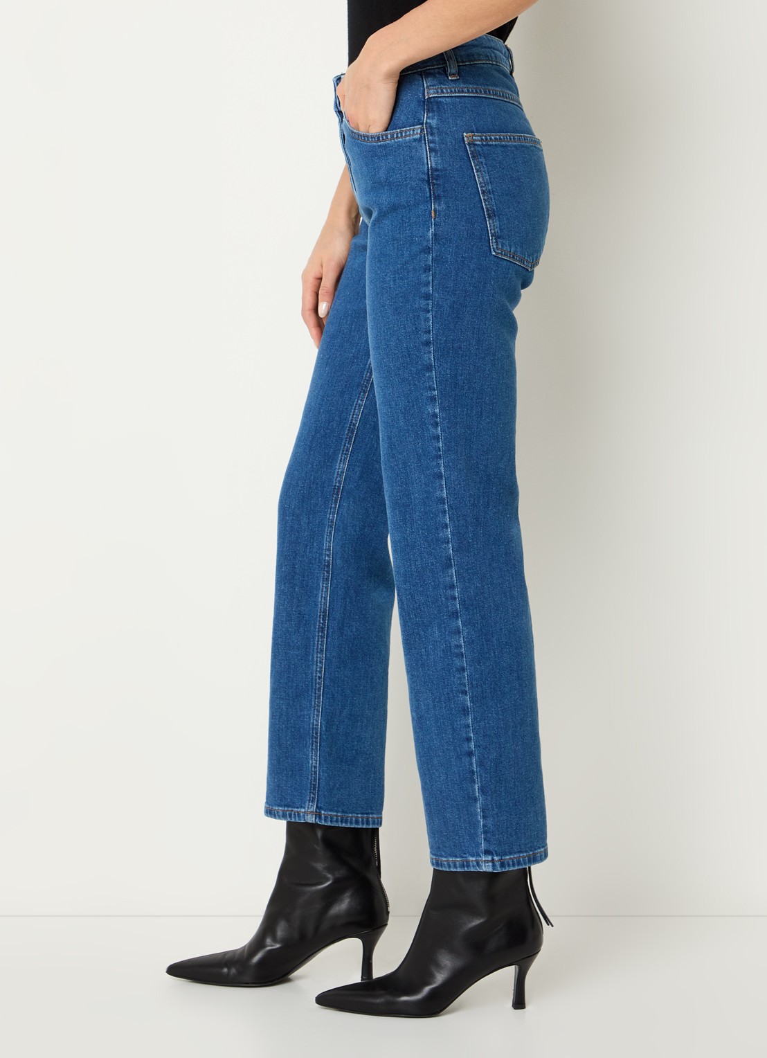 Pennyblack Regular high waist cropped slim fit jeans met medium wassing - detail 5 indigo
