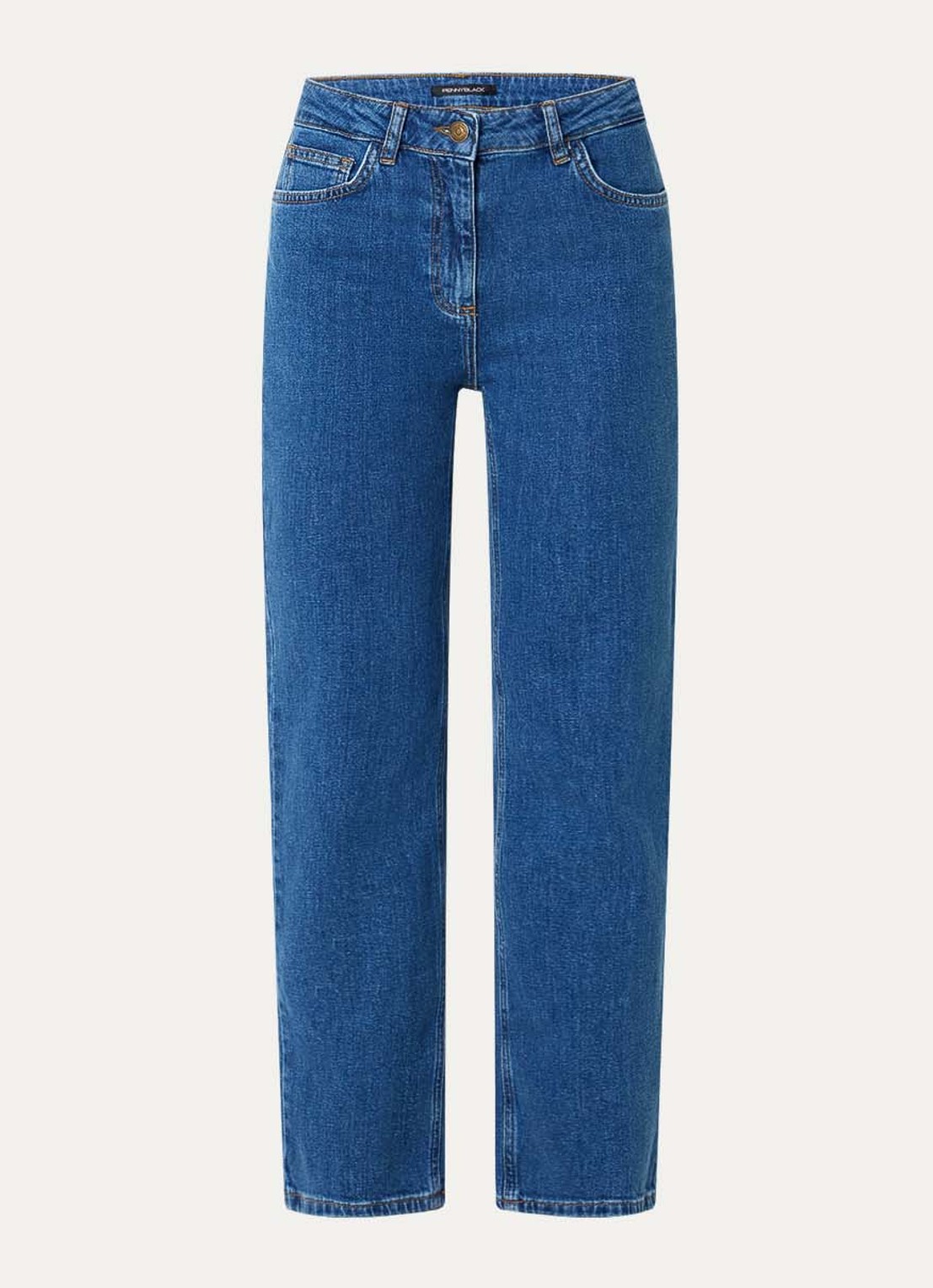 Pennyblack Regular high waist cropped slim fit jeans met medium wassing - voorkant 2 indigo