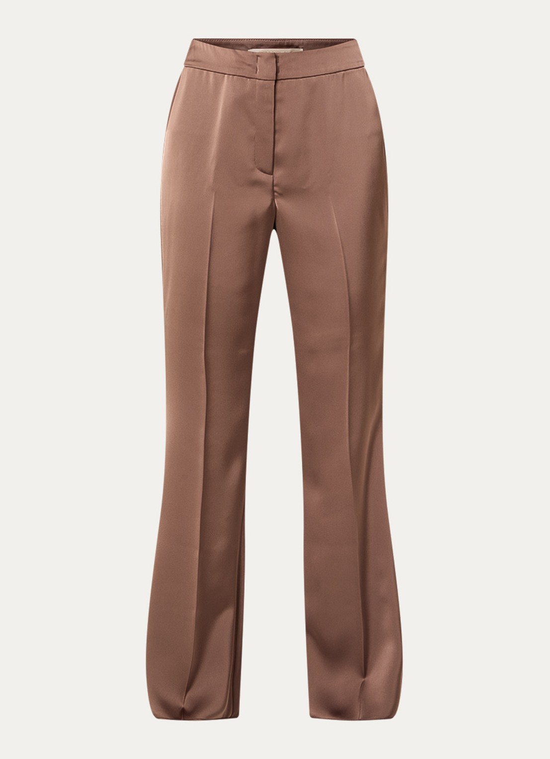 Pennyblack Rodano high waist straight fit pantalon van satijn - voorkant 3 bruin