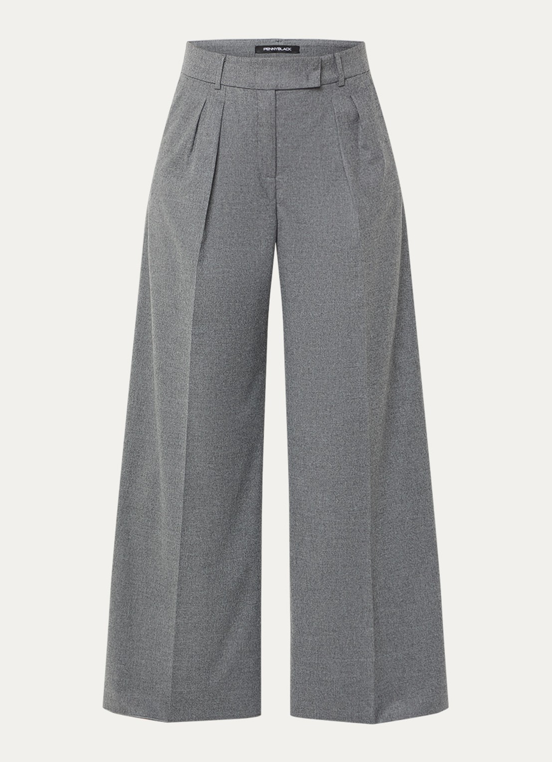 Pennyblack Scala high waist wide fit pantalon in wolblend - voorkant middengrijs