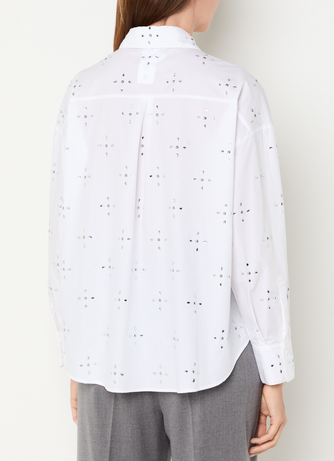 Pennyblack Secolo blouse met ruitdessin en strass  - achterkant 3 wit