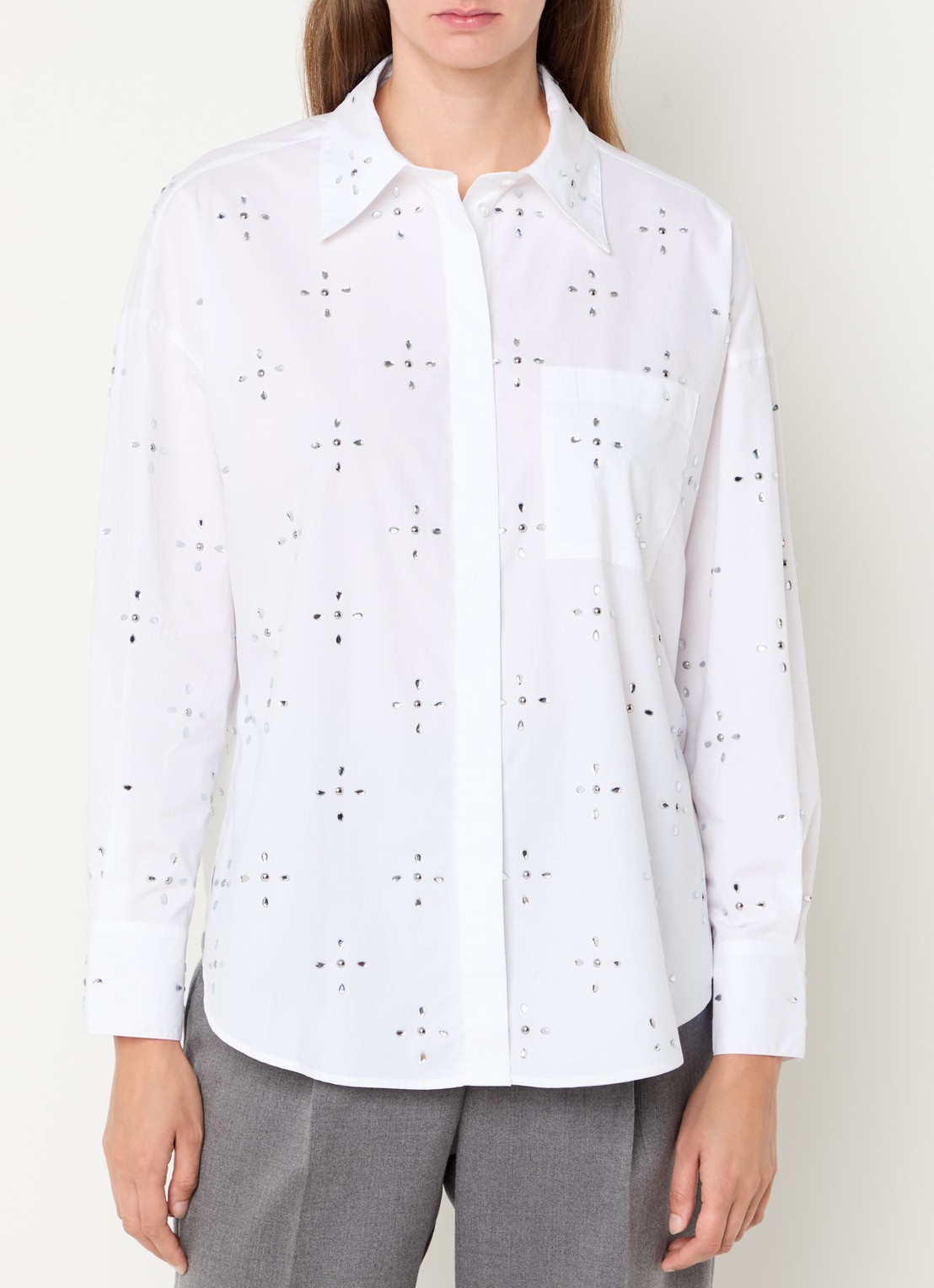Pennyblack Secolo blouse met ruitdessin en strass  - detail 4 wit