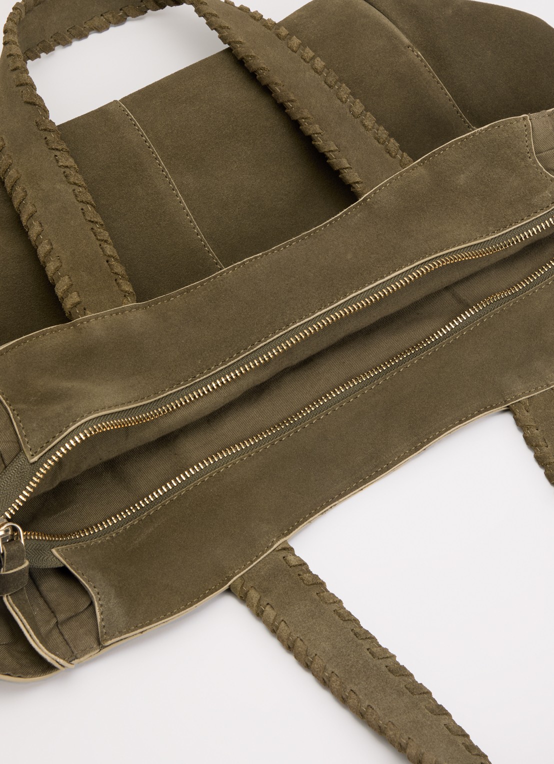 Pennyblack Shopper van suède - detail khaki