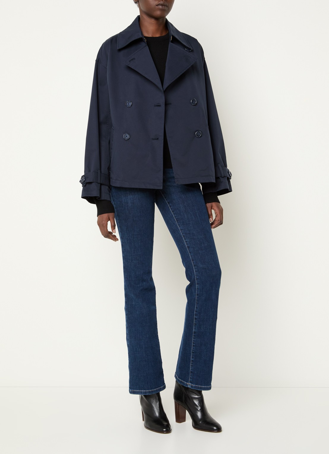 Pennyblack Talco double-breasted trenchcoat met ceintuur en steekzakken - voorkant 4 donkerblauw