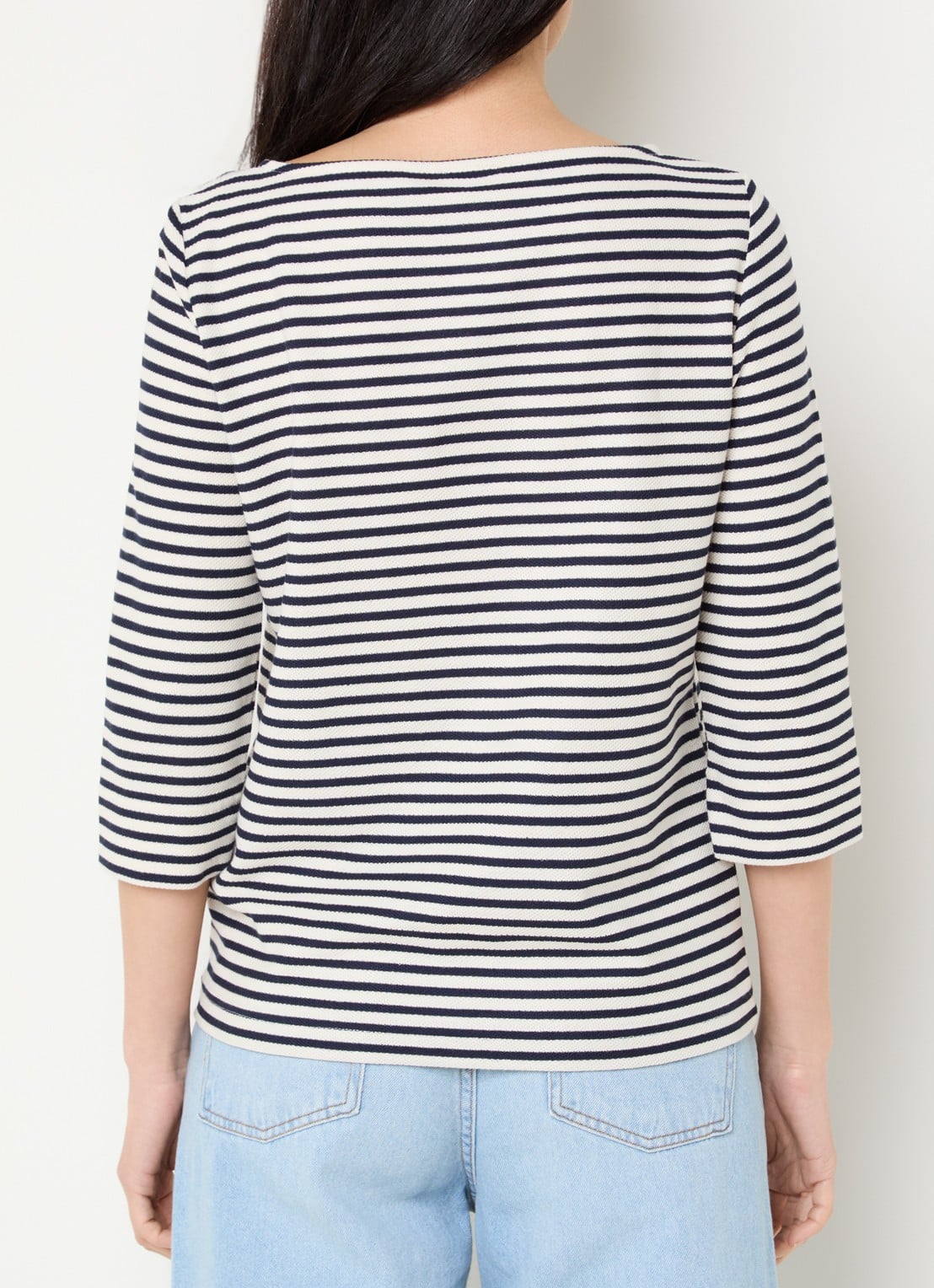 Pennyblack Top met boothals en streepprint - achterkant donkerblauw