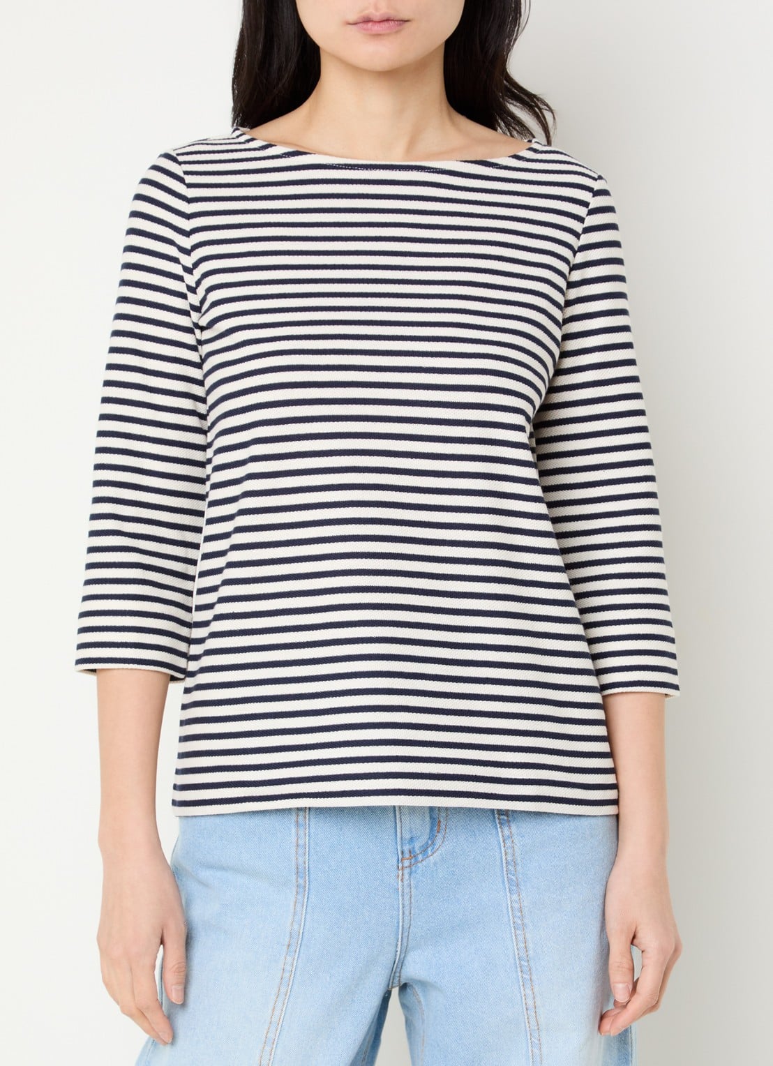 Pennyblack Top met boothals en streepprint - detail 4 donkerblauw