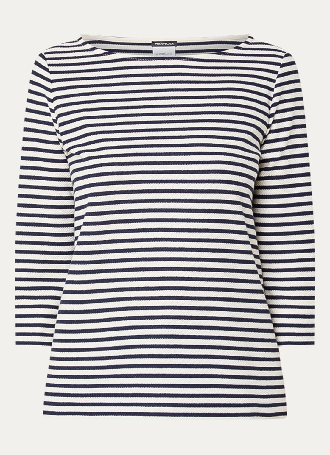 Pennyblack Top met boothals en streepprint - voorkant 2 donkerblauw