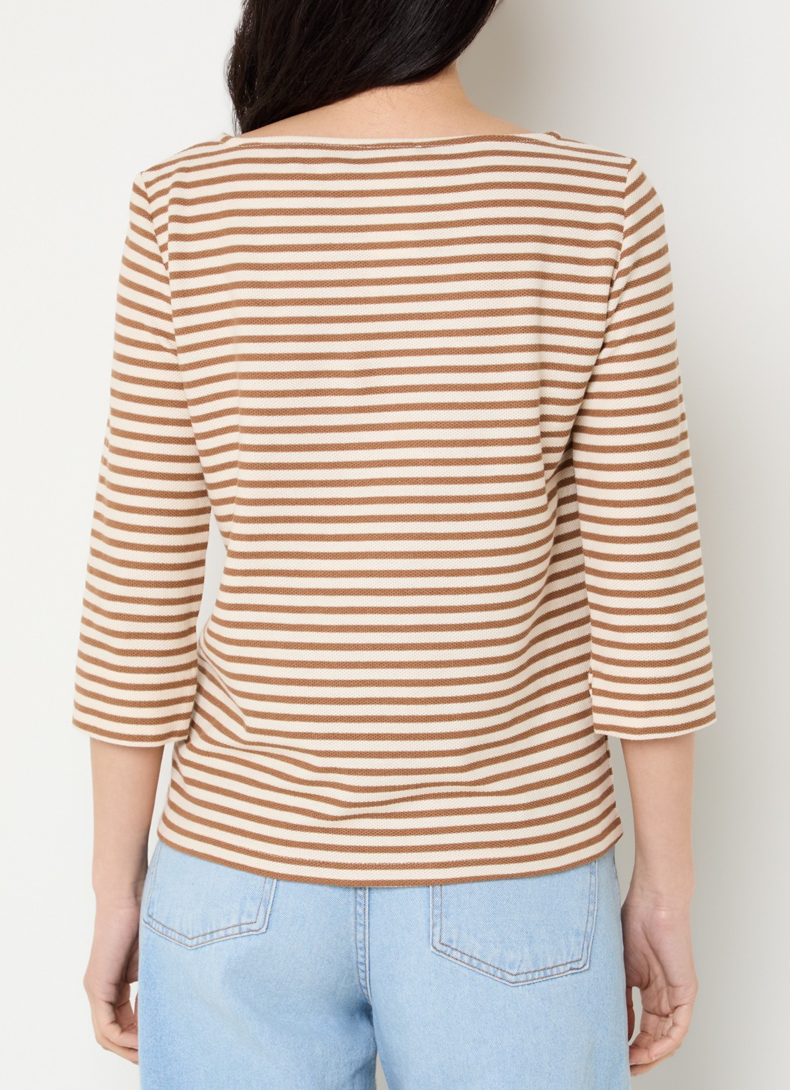 Pennyblack Top met boothals en streepprint - achterkant camel