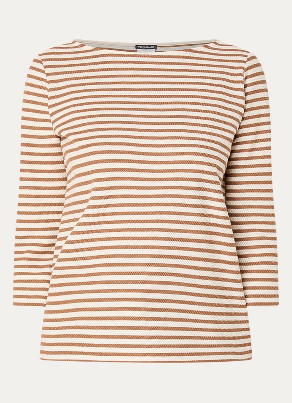 Pennyblack Top met boothals en streepprint - voorkant 2 camel