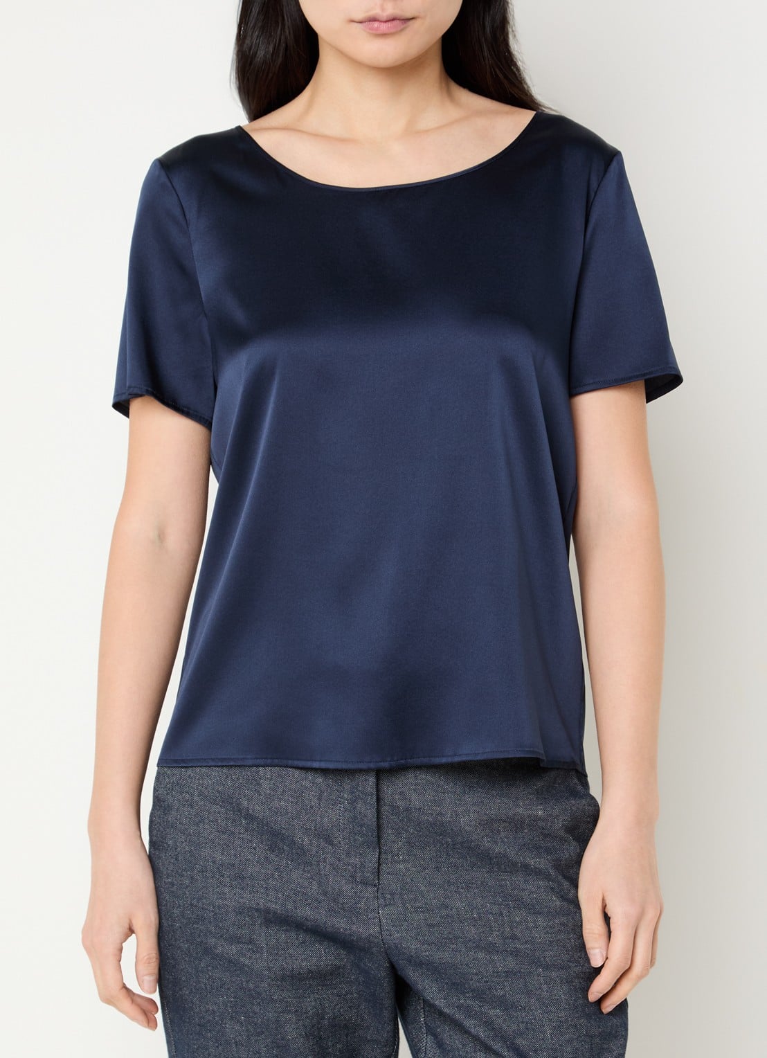 Pennyblack Top van satijn - detail 4 donkerblauw
