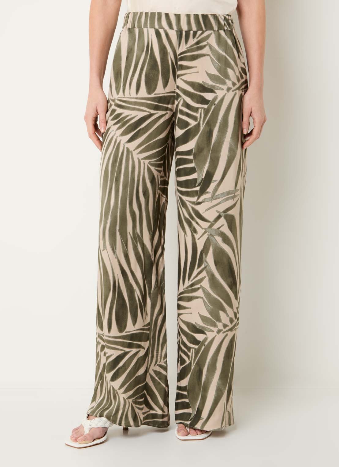 Pennyblack Utilita high waist wide fit broek van satijn met print  - detail 3 legergroen
