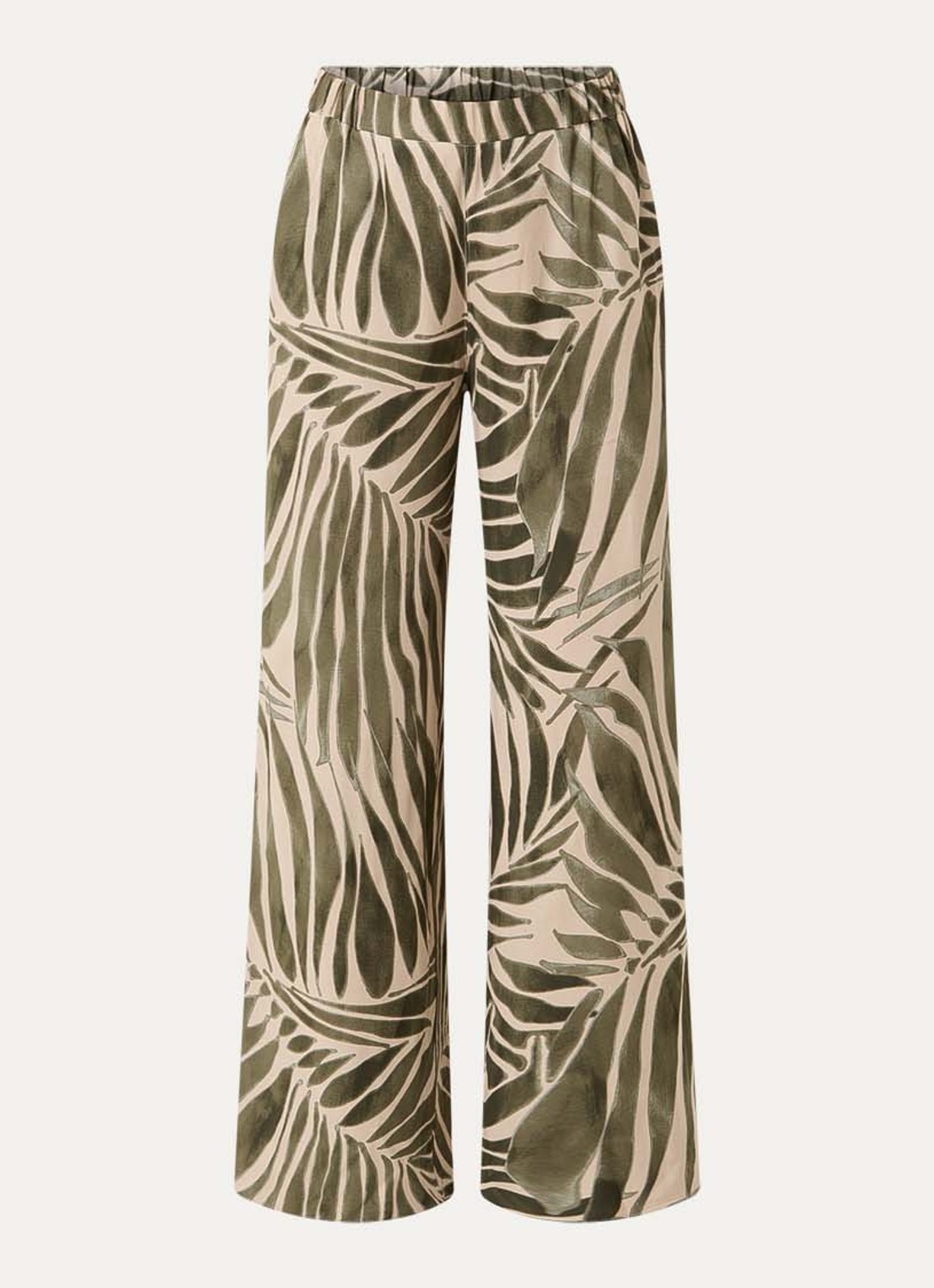 Pennyblack Utilita high waist wide fit broek van satijn met print  - voorkant legergroen