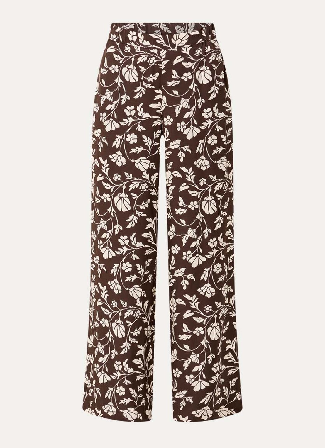 Pennyblack Utilita high waist wide fit broek van satijn met print  - voorkant 3 bruin