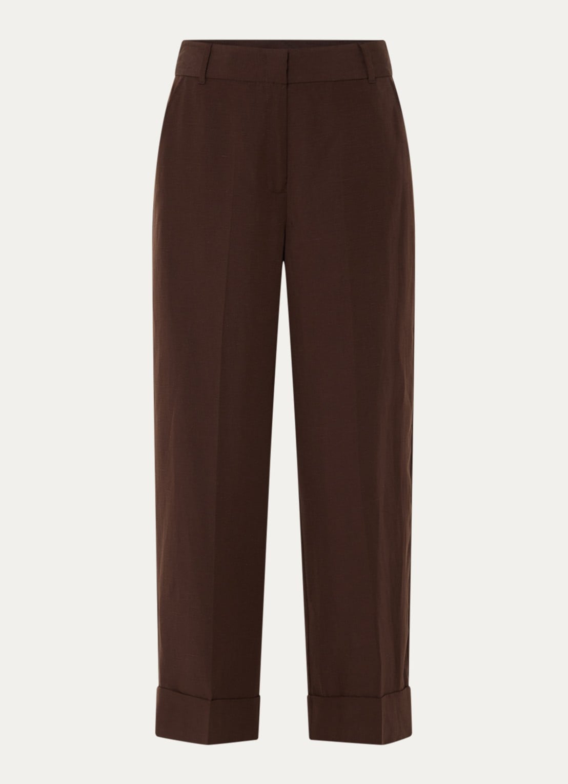 Pennyblack Zimino high waist wide fit pantalon in linnenblend - voorkant donkerbruin