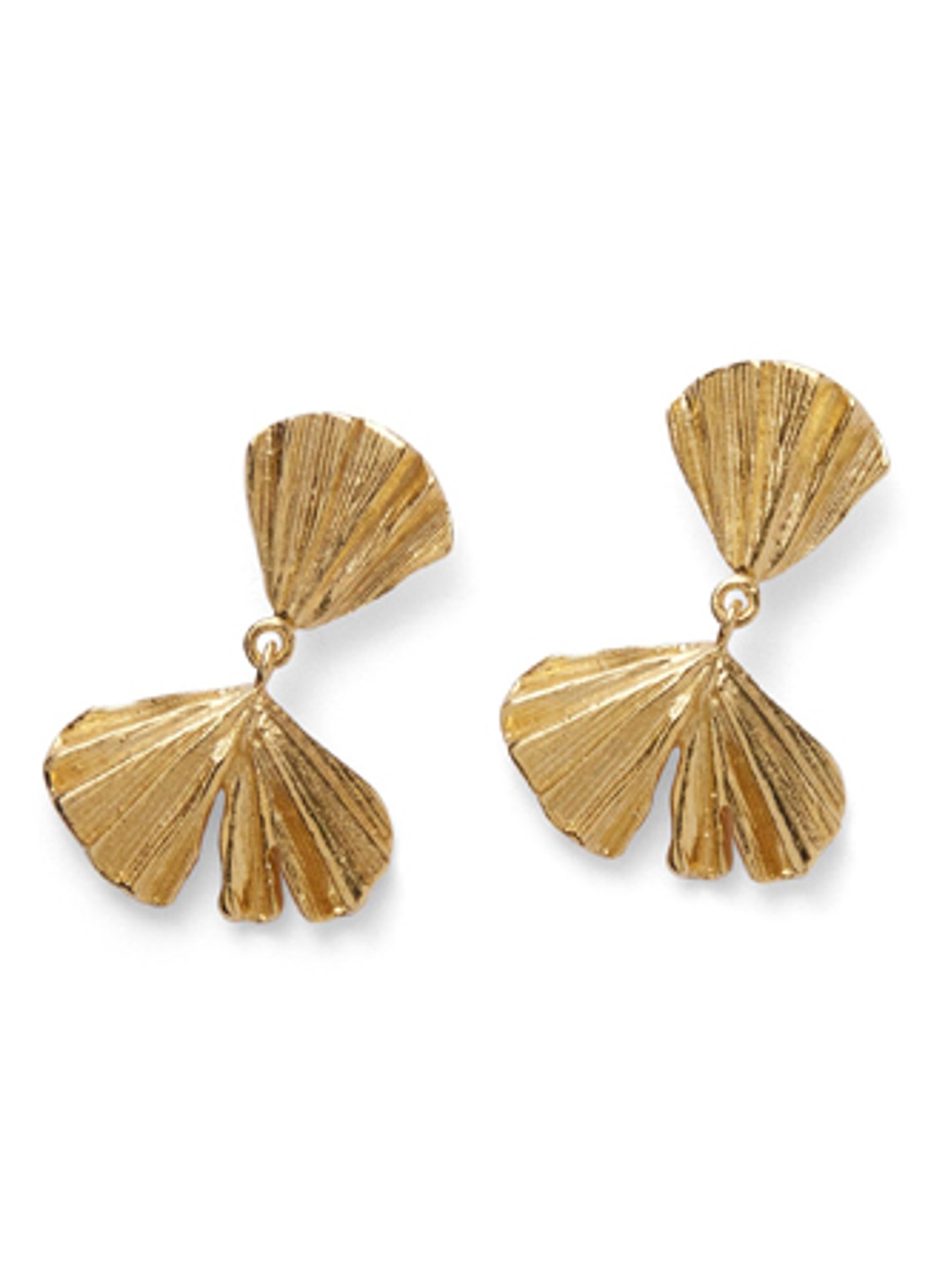 Pernille Corydon Autumn Leaf oorstekers verguld  - voorkant zilver