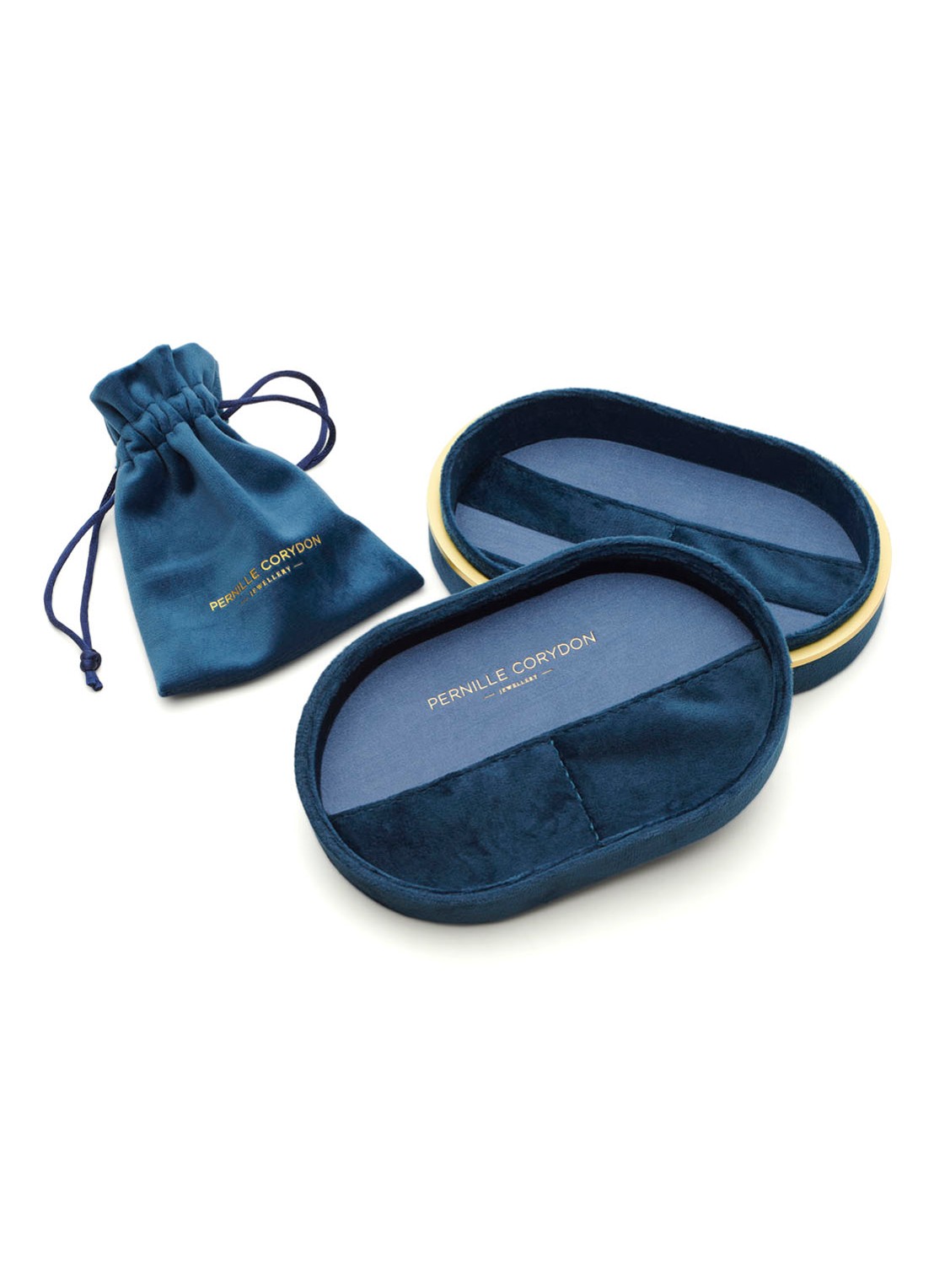 Pernille Corydon Treasure sieradendoos 5 x 10 cm - voorkant donkerblauw