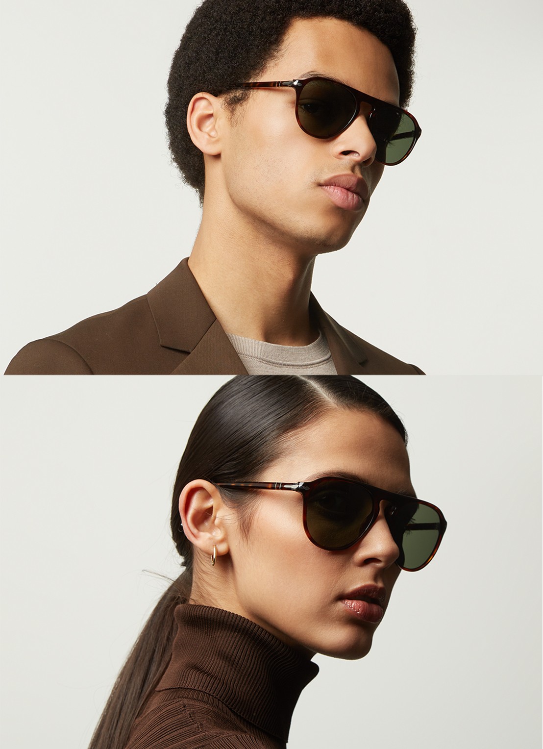 Persol Piloten zonnebril PO3302S  - voorkant 3 donkerbruin