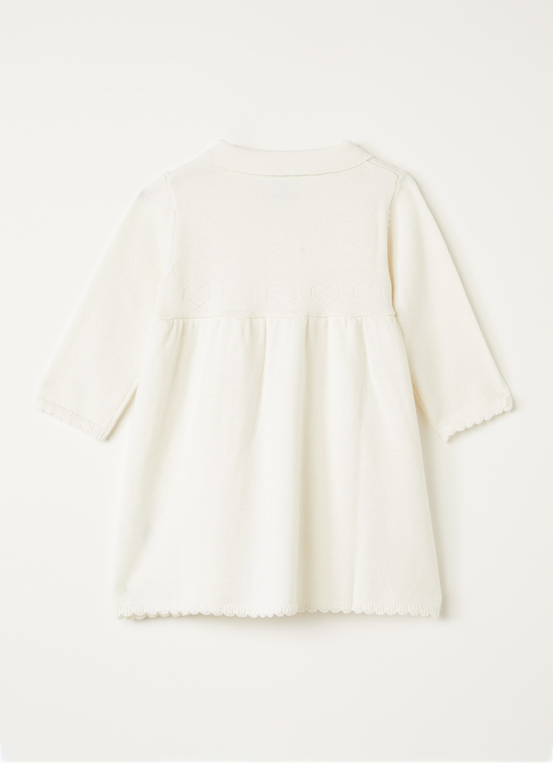 Petit Bateau Blousejurk met ingebreid patroon - voorkant 2 gebroken wit