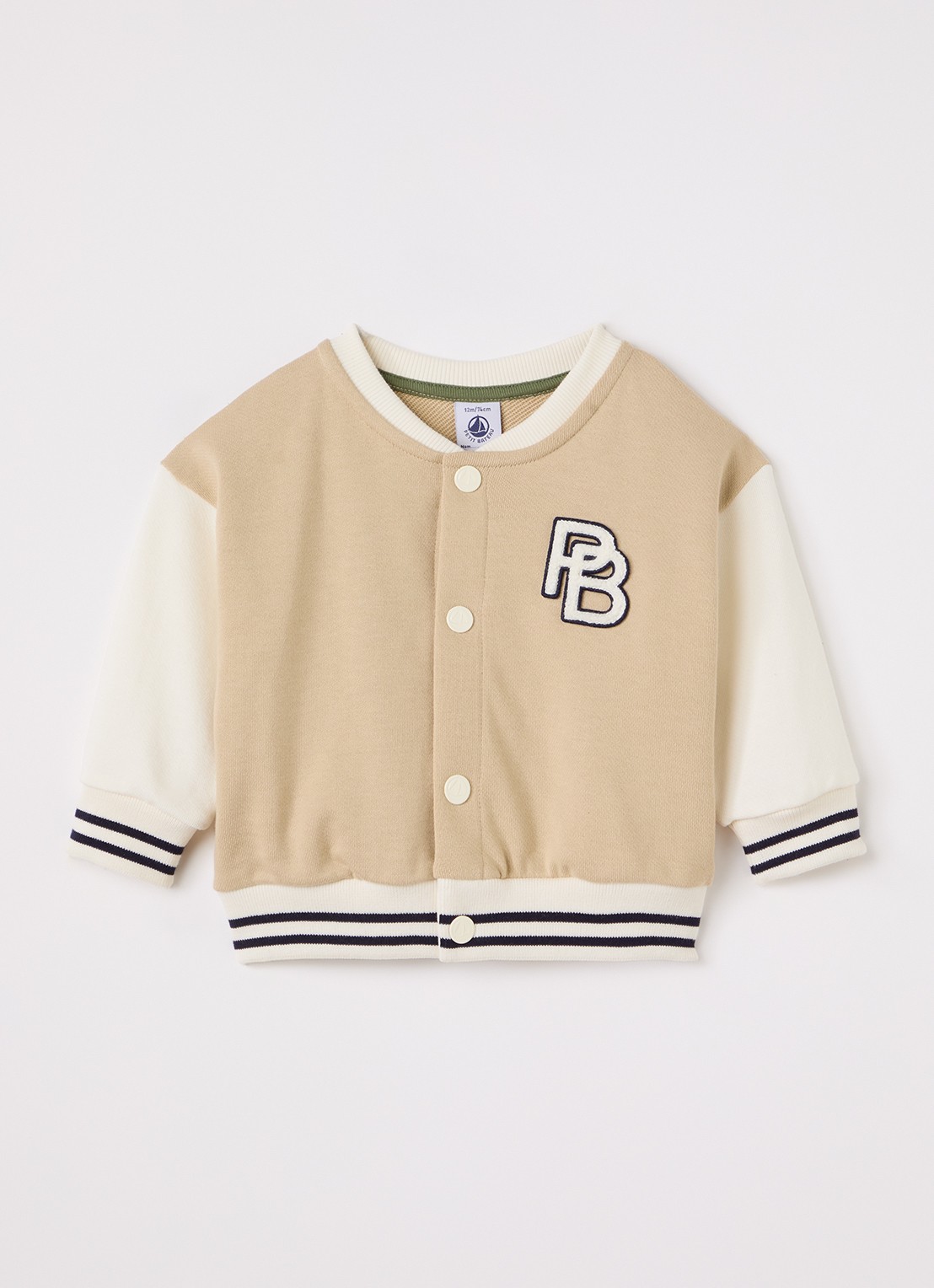 Petit Bateau Bomberjack met borduring - voorkant beige