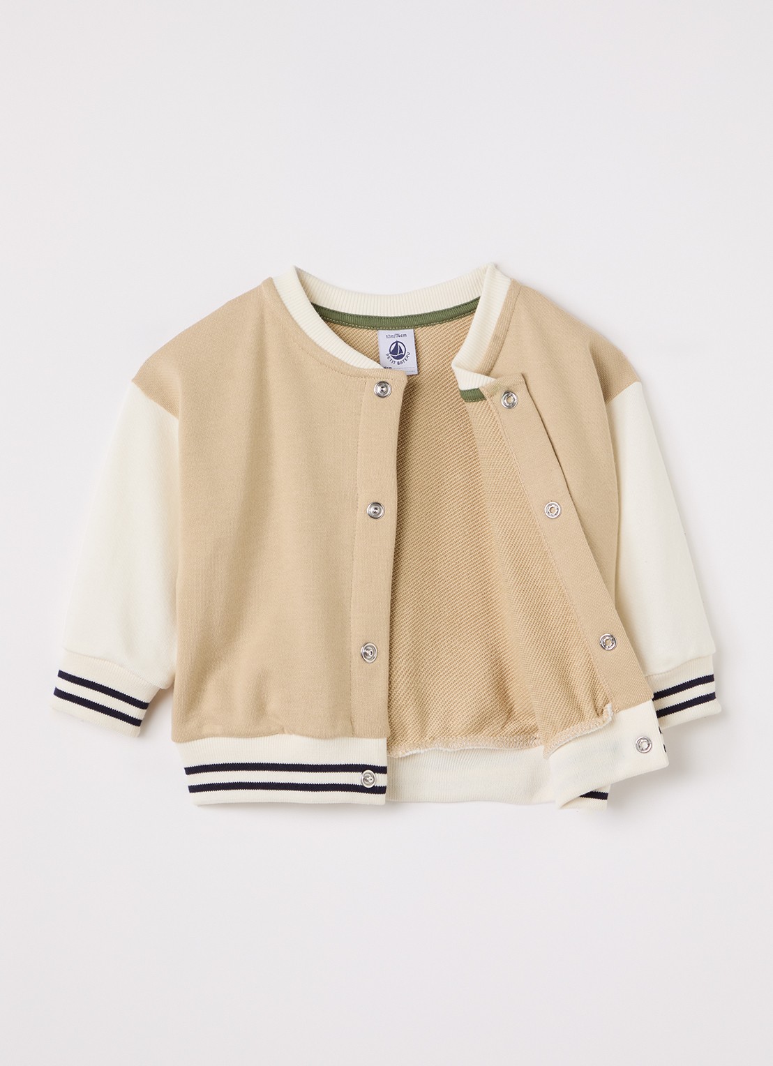 Petit Bateau Bomberjack met borduring - voorkant 2 beige