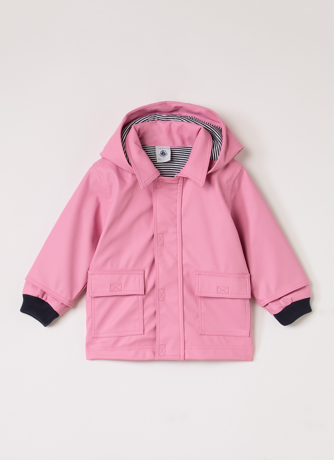 Petit Bateau Calmir regenjas met capuchon - voorkant 2 roze