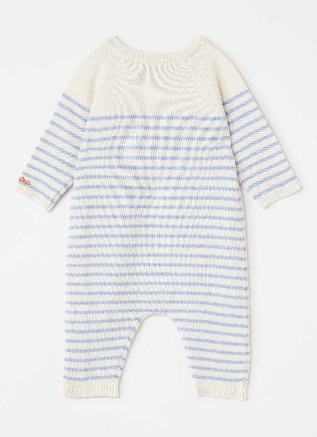 Petit Bateau Fijngebreid babypak in wolblend - voorkant 2 blauw