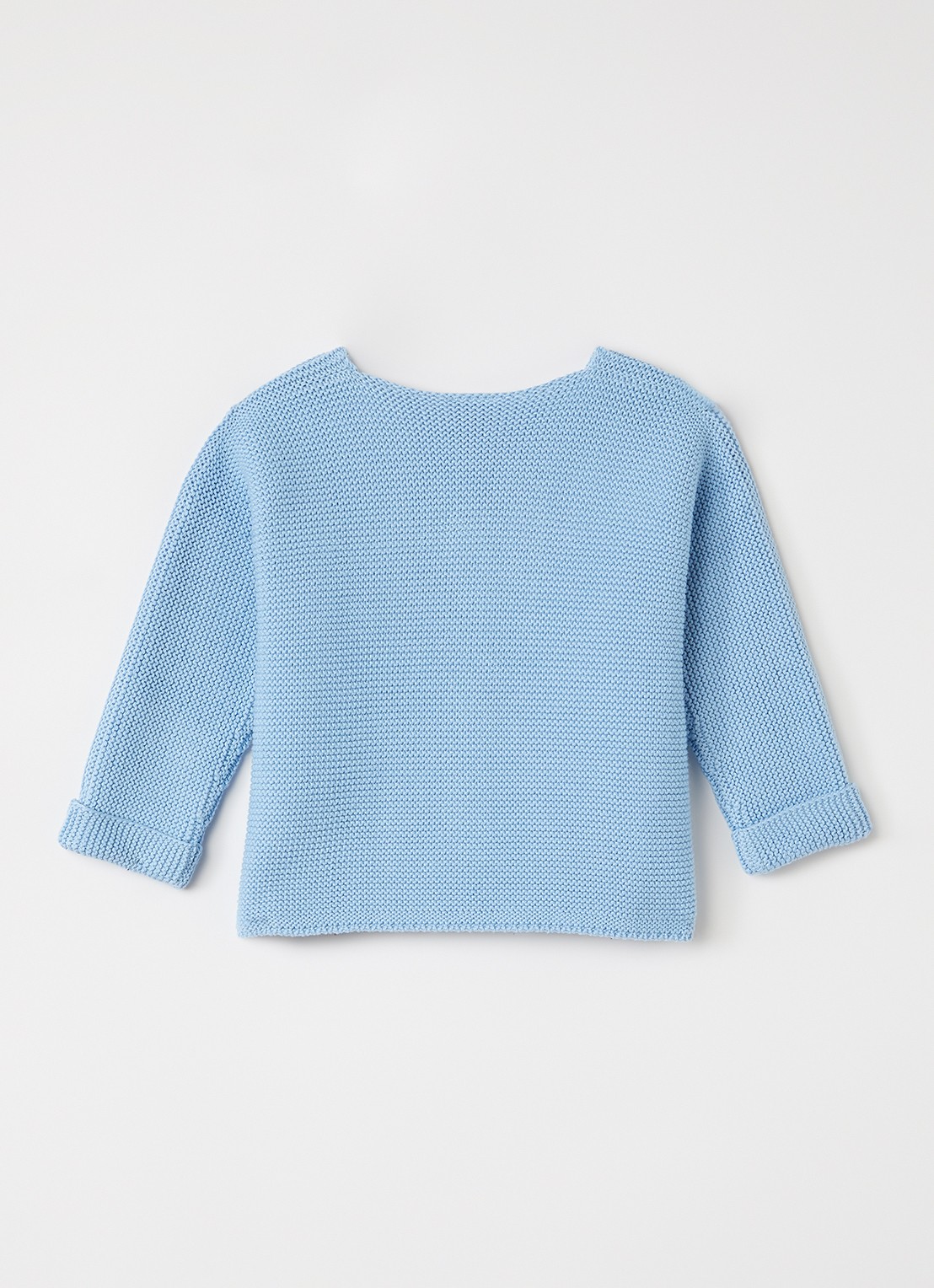 Petit Bateau Grofgebreid vest van katoen - achterkant blauwgrijs