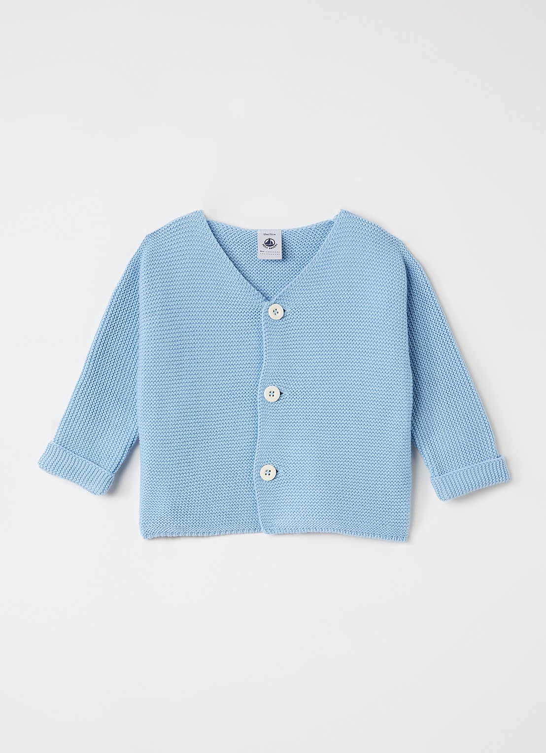 Petit Bateau Grofgebreid vest van katoen - voorkant 2 blauwgrijs